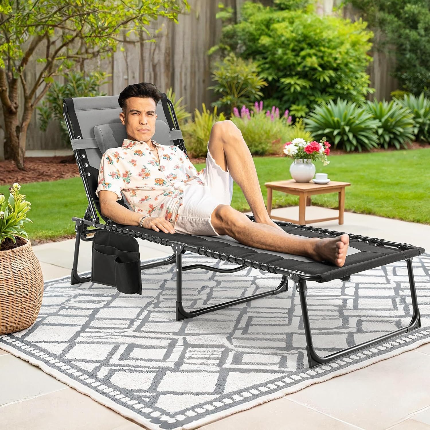 TLGREEN Gartenliege,XXL Sonnenliege klappbar,Gartenliege mit Kopfstütze, günstig online kaufen