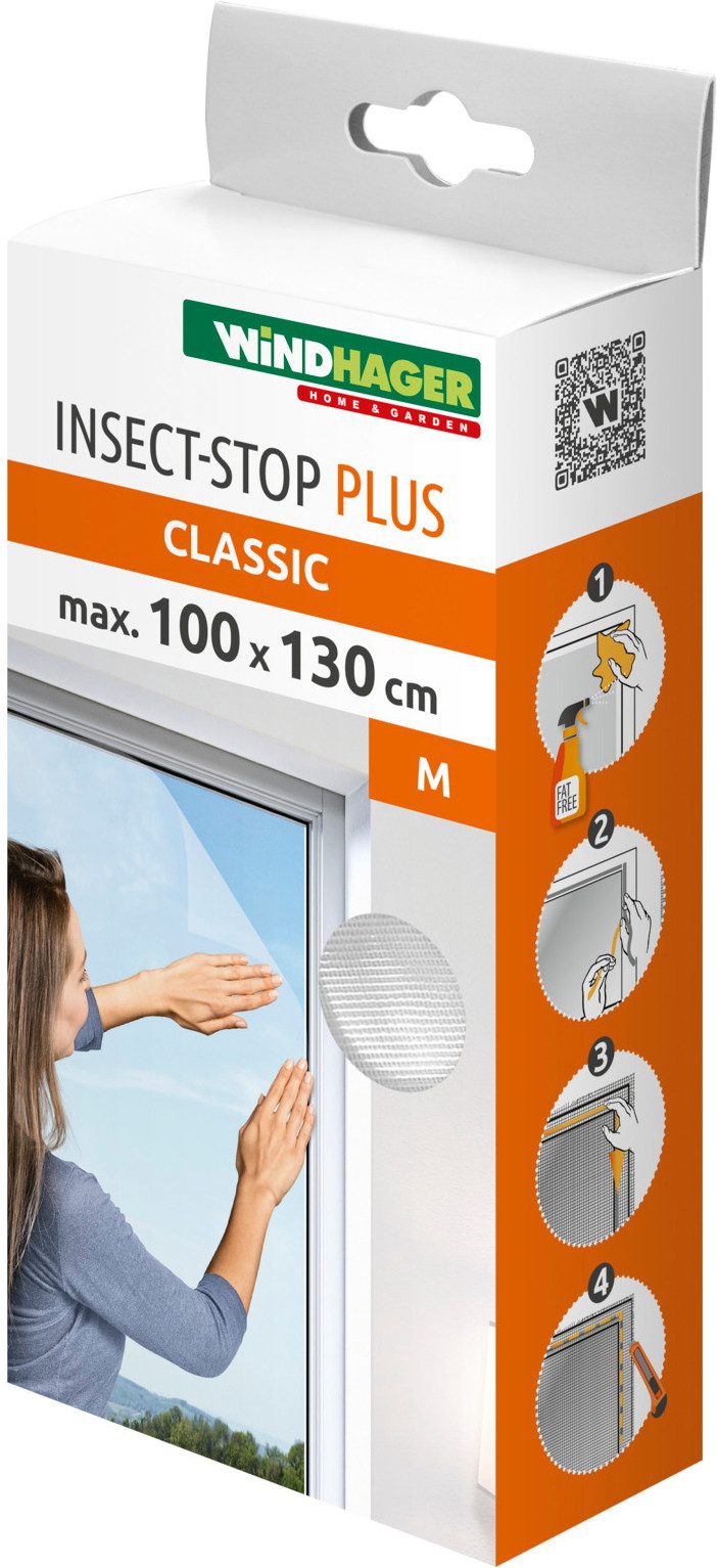Windhager Moskitonetz Plus für Fenster, Klettband Insektenschutz ohne bohren, 100 x 130 cm (1 St), Insektenschutzgitter, Moskitonetz erhältlich in anthrazit oder weiß
