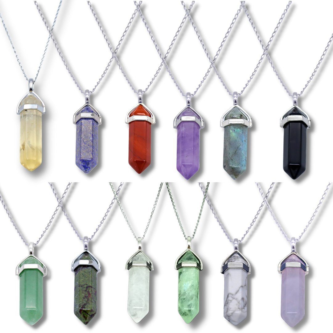 LAVISA Kette mit Anhänger LAVISA Obelisk Edelstein Halskette silber, echte Kristalle, Naturstein, Edelstein Halskette Schmuck Kristall Naturstein Edelsteinkette