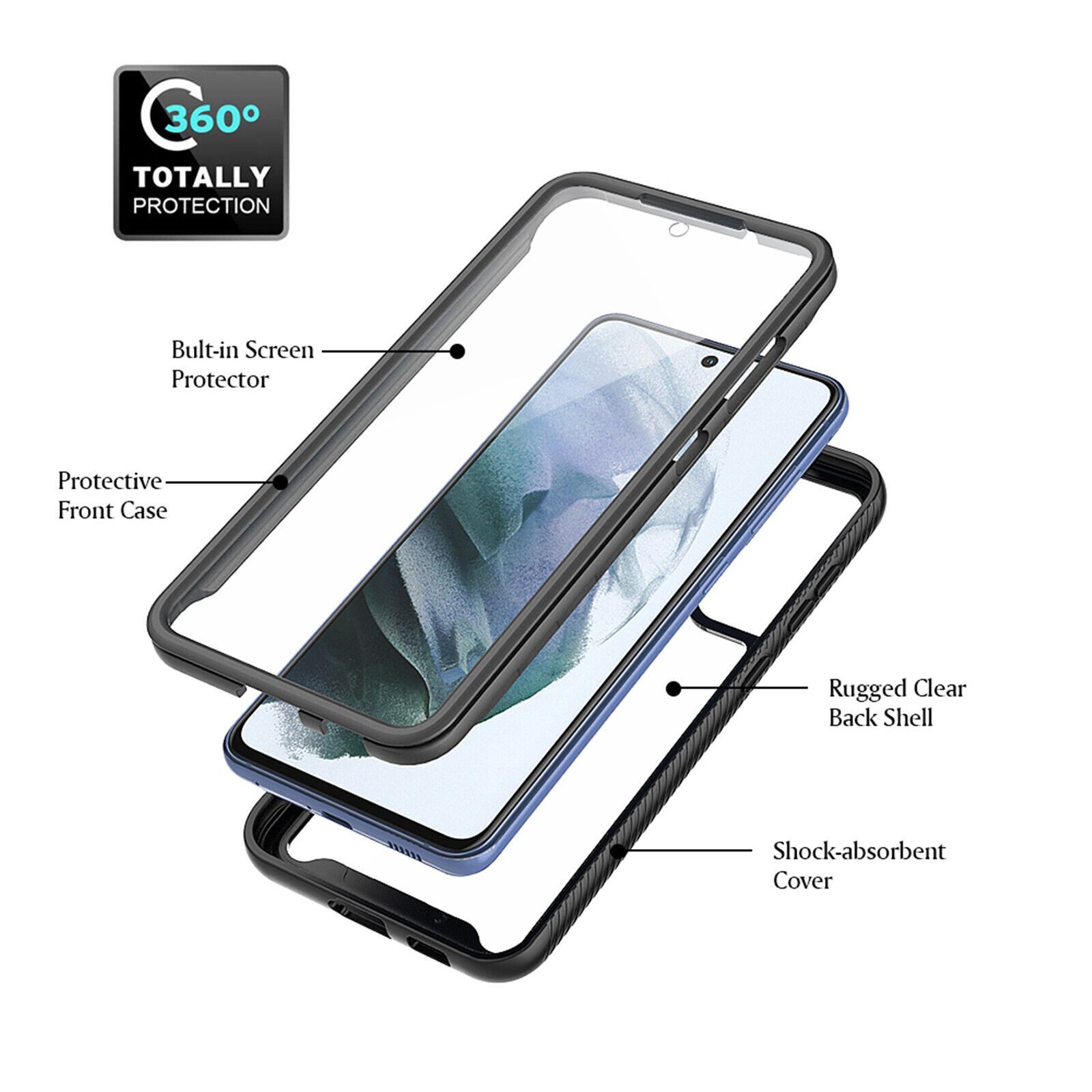 betterfon Handyhülle für Samsung Galaxy S21 FE 5G TPU Case mit 360° Rundumschutz, 360 Grad Hülle mit Displayschutz und Fingerprint – Bild 4 von 5