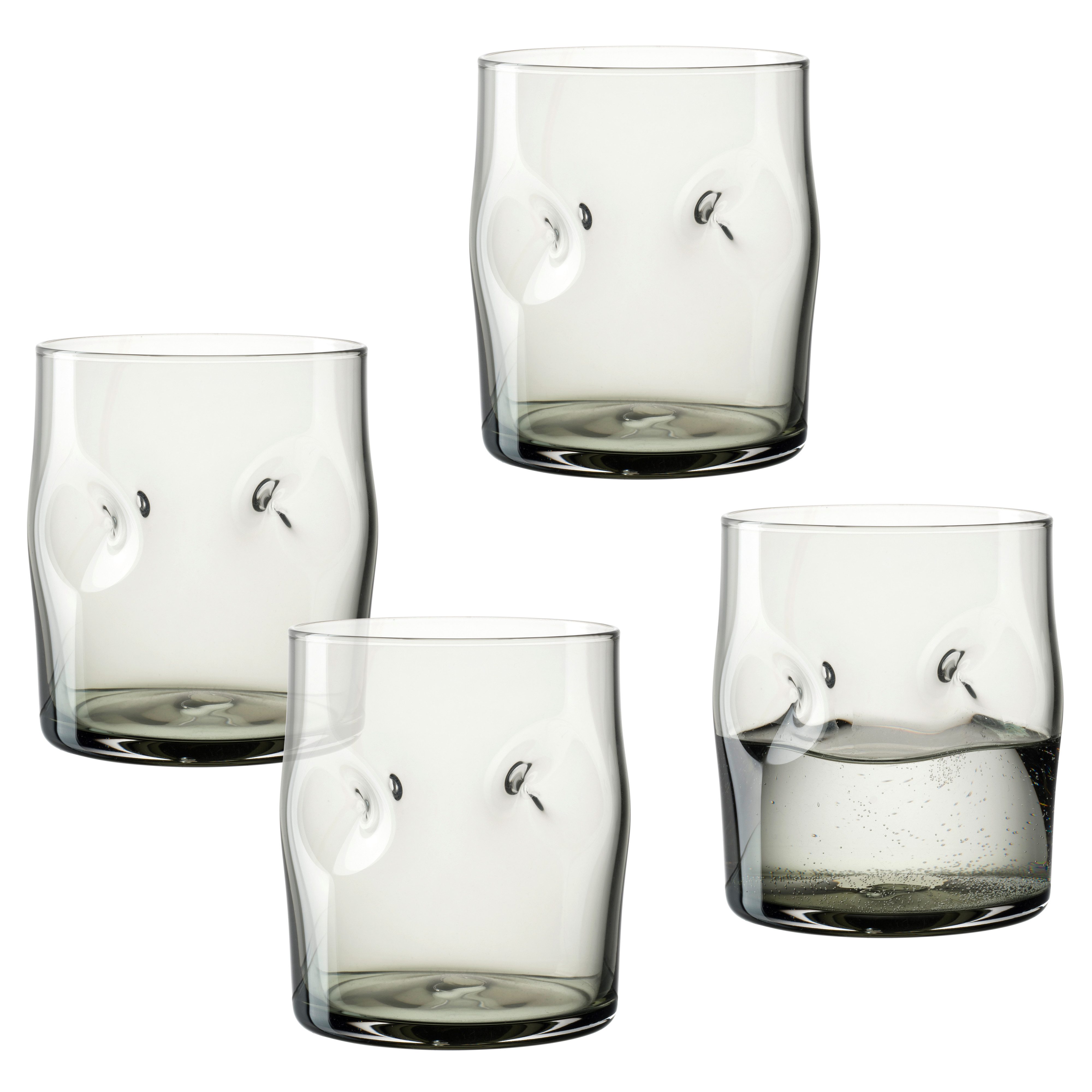LEONARDO Скло-Set Trinkglas VESUVIO, 300 ml, 4er-Set, Glas, konische Form, markantes Design - mit Einquetschungen