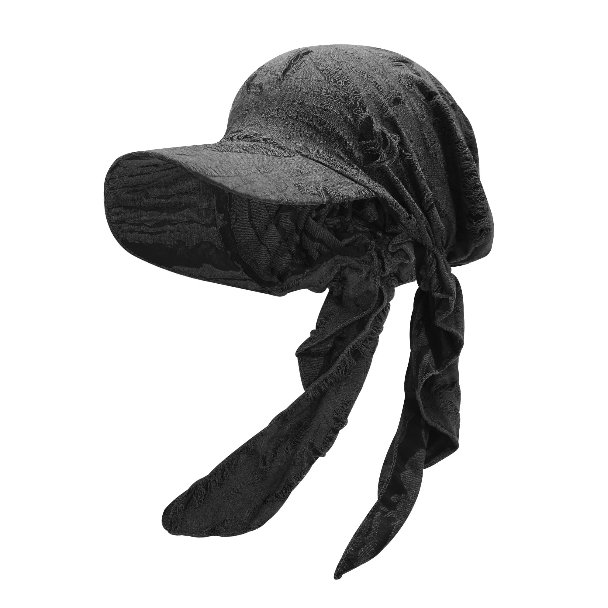 Coonoor Visor Damen Turban Mütze, Modische Kopfbedeckung mit gebogenem Schirm (1-St) Weiche Stoffe und Feder-Dekor, Ideal für Hijab