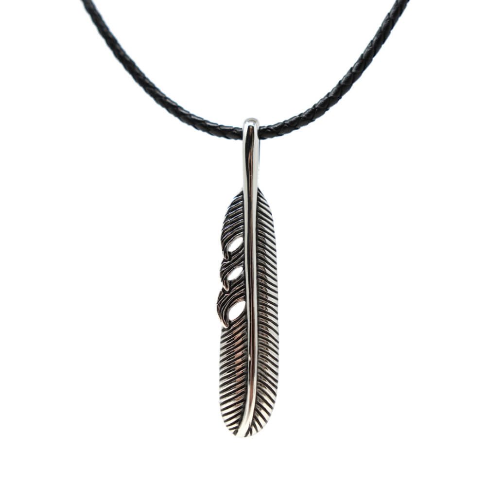 DALMARO Kette mit Anhänger Lederkette Edelstahlkette 316L DIE FEDER, Herren günstig online kaufen