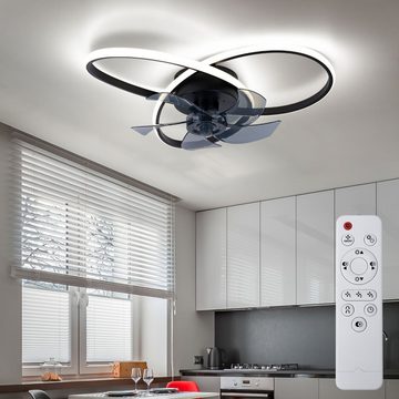 näve LED Deckenleuchte, LED-Leuchtmittel fest verbaut, Kaltweiß, Warmweiß, Neutralweiß, Tageslichtweiß, LED Deckenlampe Esszimmerleuchte Ventilator dimmbar Fernbedienung