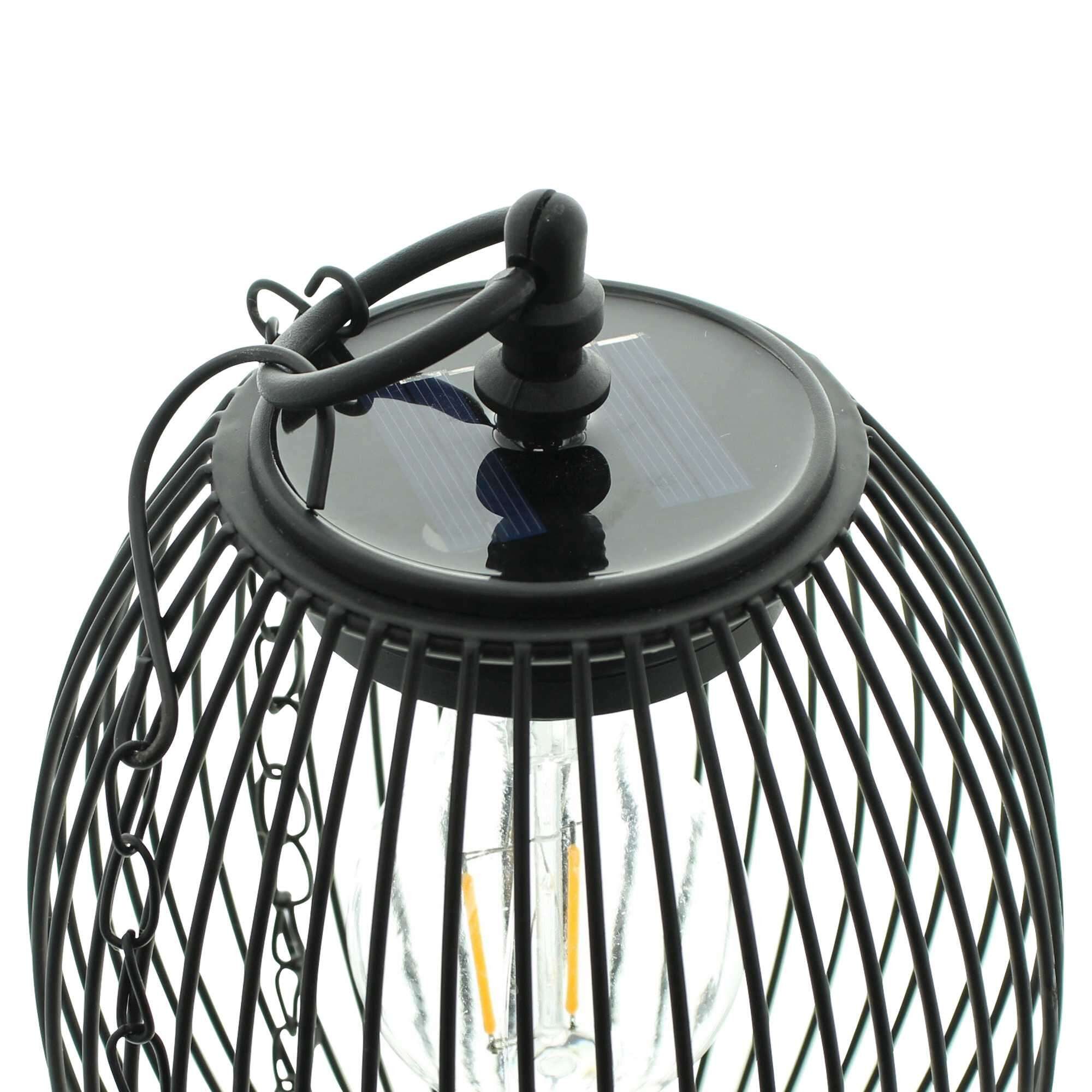 Dekoleidenschaft LED Solarleuchte aus Metall, schwarz, Gartenlaterne, Garten Außen Hängelampe wetterfest, LED fest integriert
