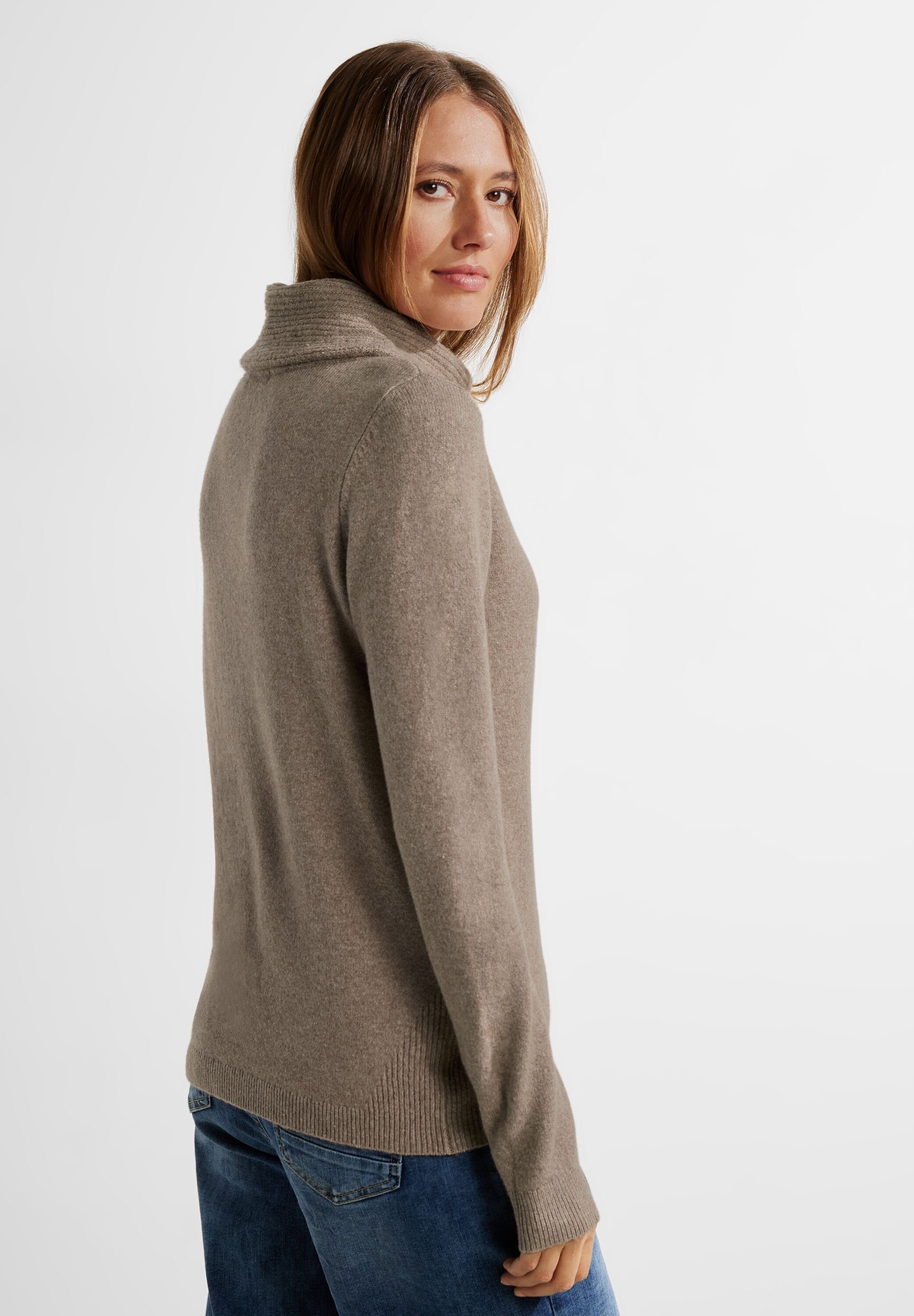 Cecil melange taupe Rollkragenpullover Feinstrick