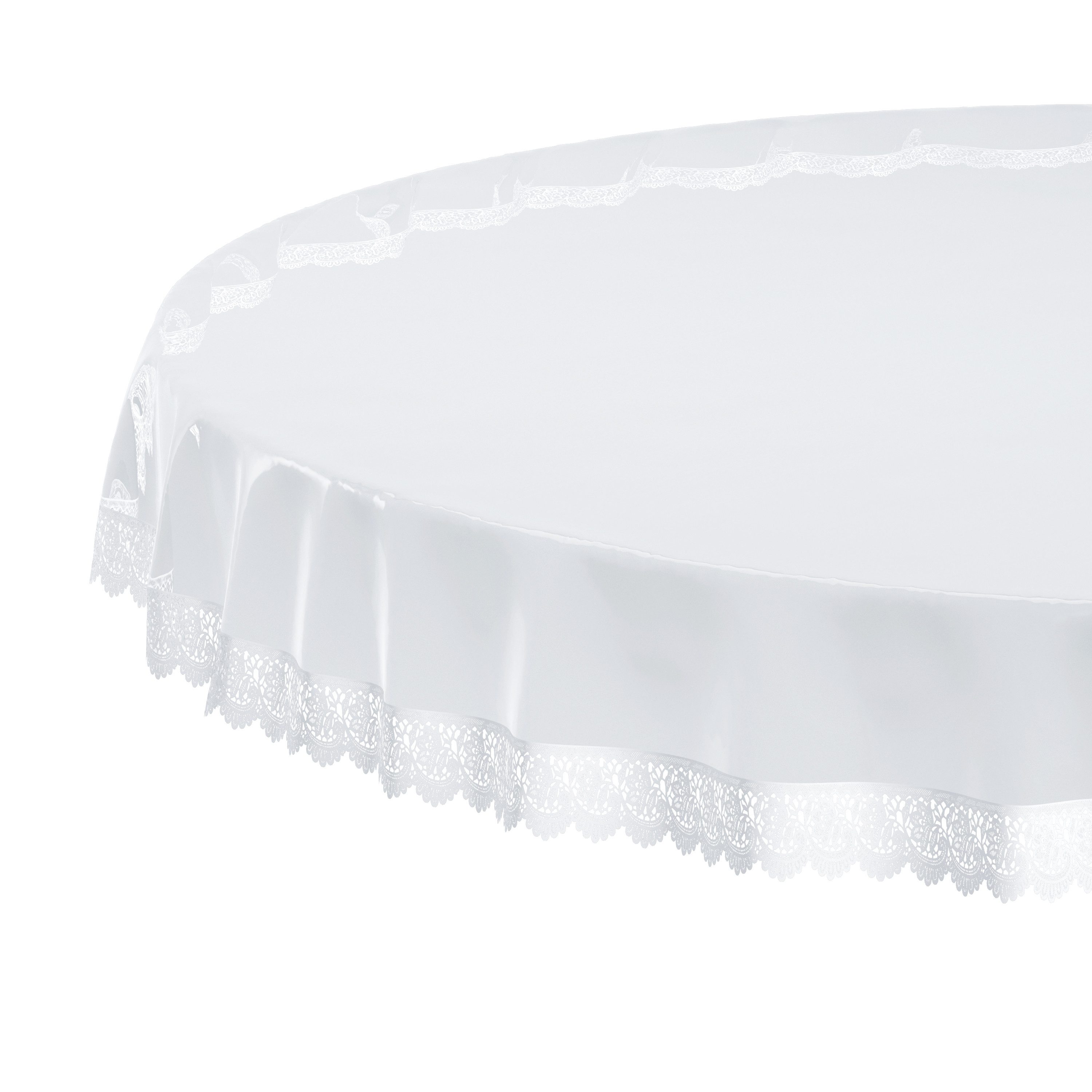 Beautex Tischdecke Glasklar Tischdecke abwischbar rutschfest mit weißer Vinylspitze (1-tlg)