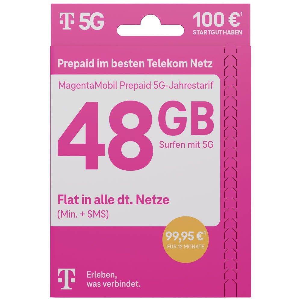 Deutsche Telekom MagentaMobil Prepaid 5G Jahrestarif SIM-Karte Prepaidkarte