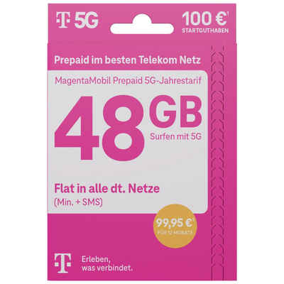 Deutsche Telekom MagentaMobil Prepaid 5G Jahrestarif SIM-Karte Prepaidkarte