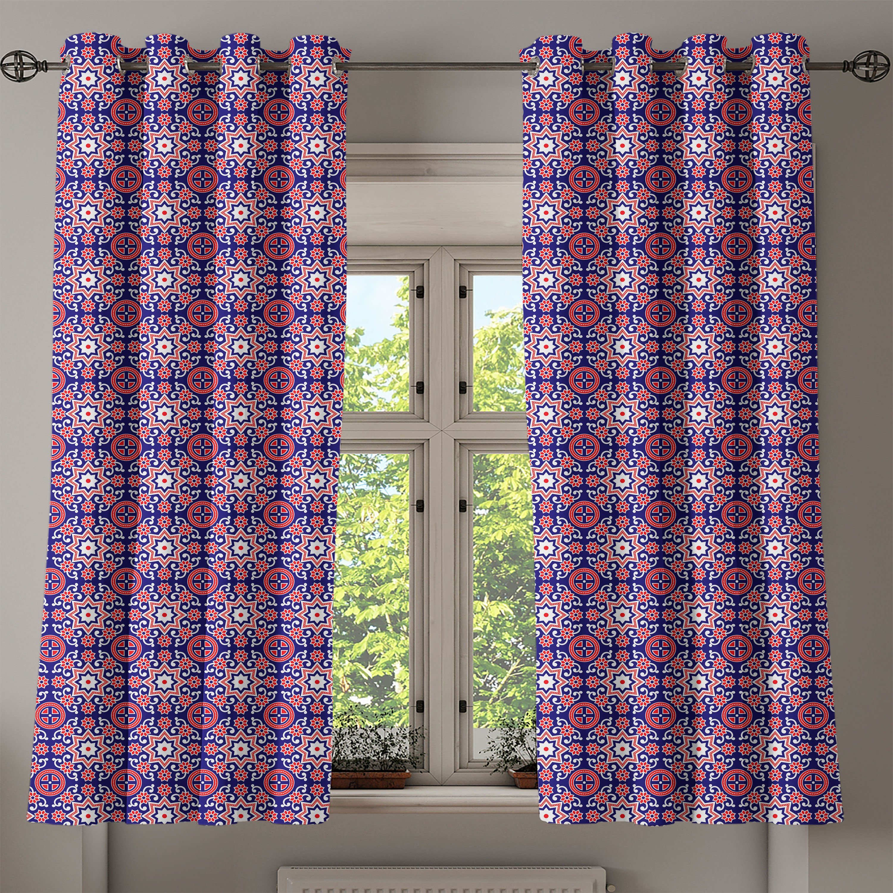 Gardine Dekorative 2-Panel-Fenstervorhänge Marokkanische Oriental Ethnisch für Abakuhaus, Schlafzimmer Wohnzimmer, Alt