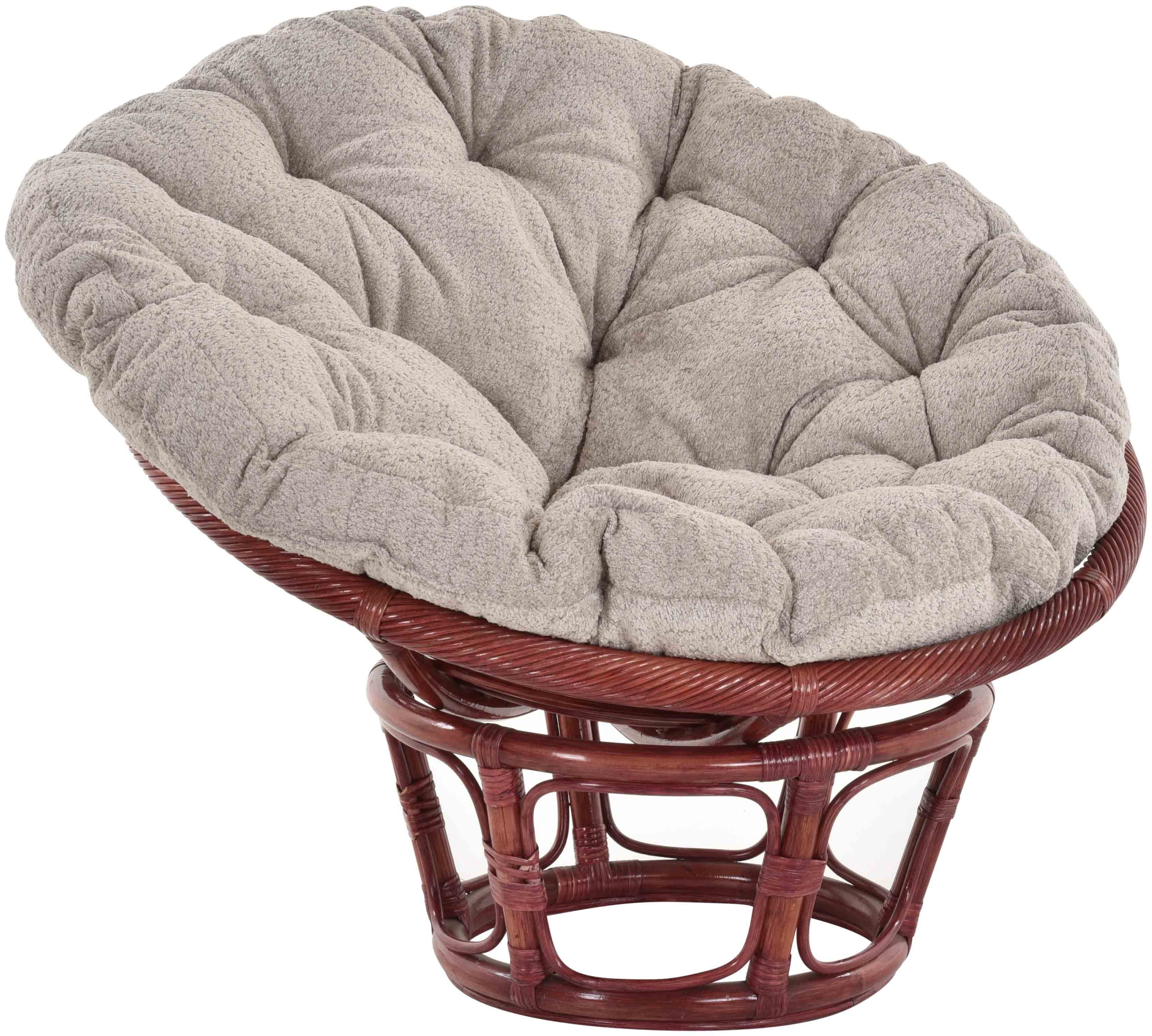 Krines Home XXL-Sessel Rattan Papasansessel XXL mit Kissen Relax Natur Liegesessel (100cm), Papasan, Chair