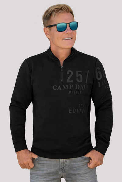 CAMP DAVID Sweater mit Zipper am Stehkragen