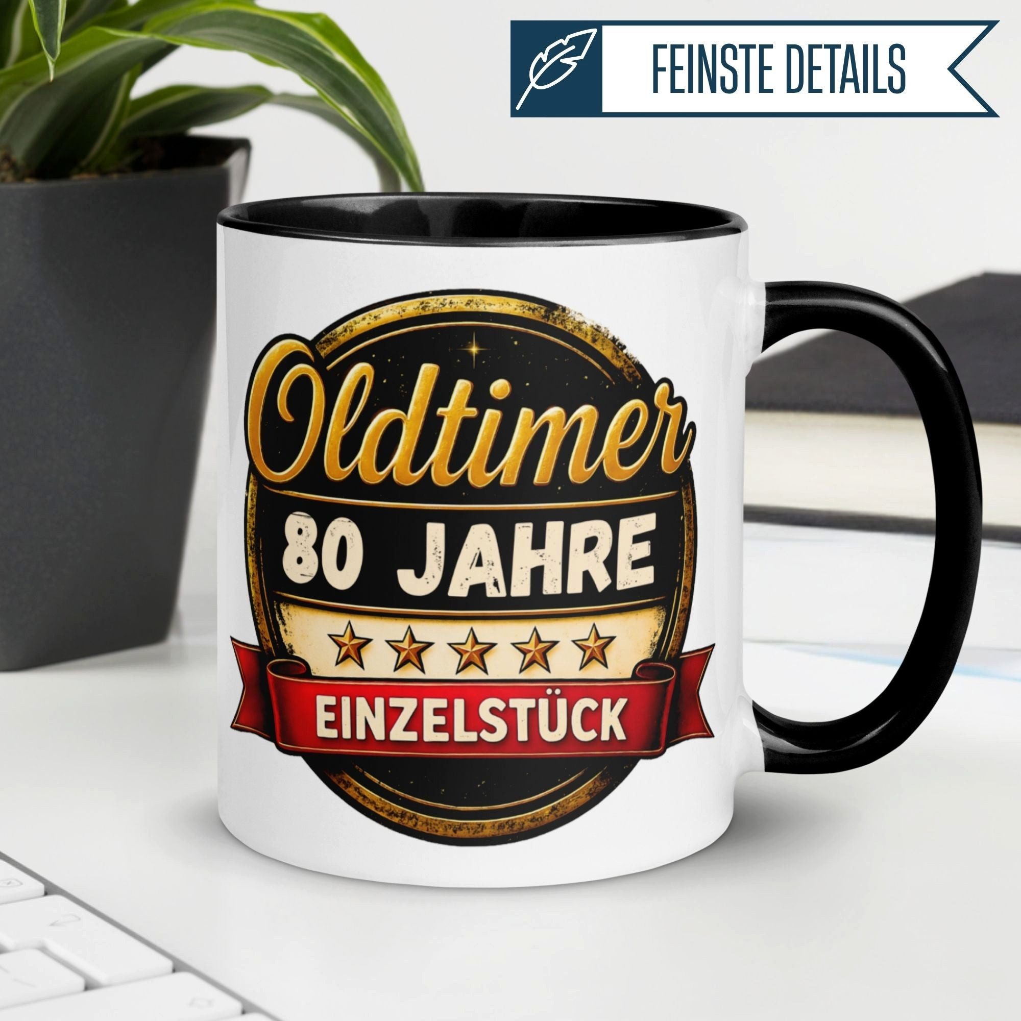 Momentals Tasse 80 Geburtstag Mann Frau – Oldtimer Einzelstück – Geburtstagsgeschenk, Gratis Versand · Links-&Rechtshänder · Spülmaschinenfest – Bild 5 von 5