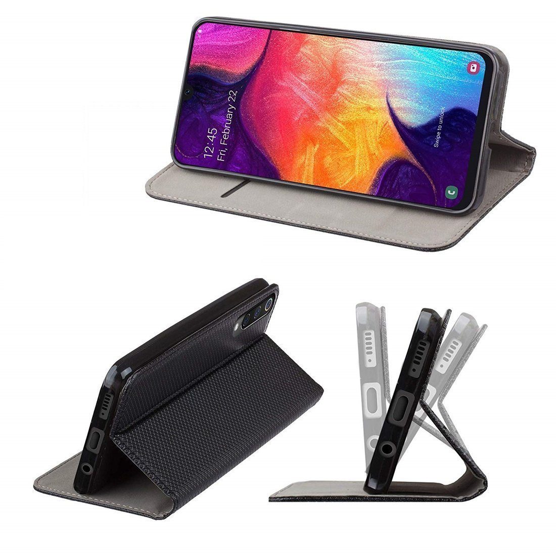 cofi1453 Handyhülle Buch Tasche für Samsung Galaxy M23 5G Schwarz 6,51 Zoll, Schutzhülle Handy Wallet Case Cover mit Kartenfächern