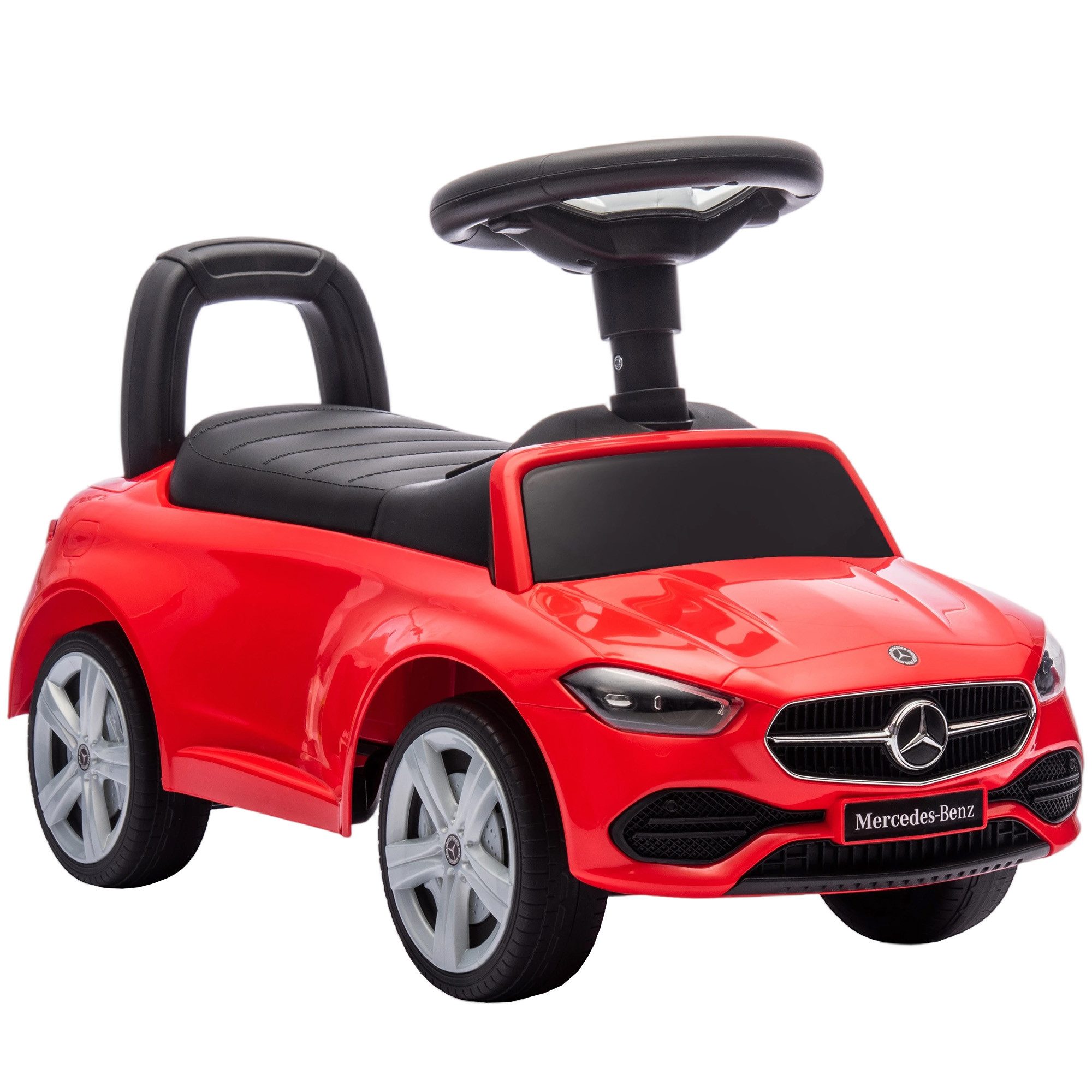 FELIXLEO Elektroläusekamm Mercedes-Benz C-Class Rutschauto Hupe Motorgeräusche Stauraum Rot