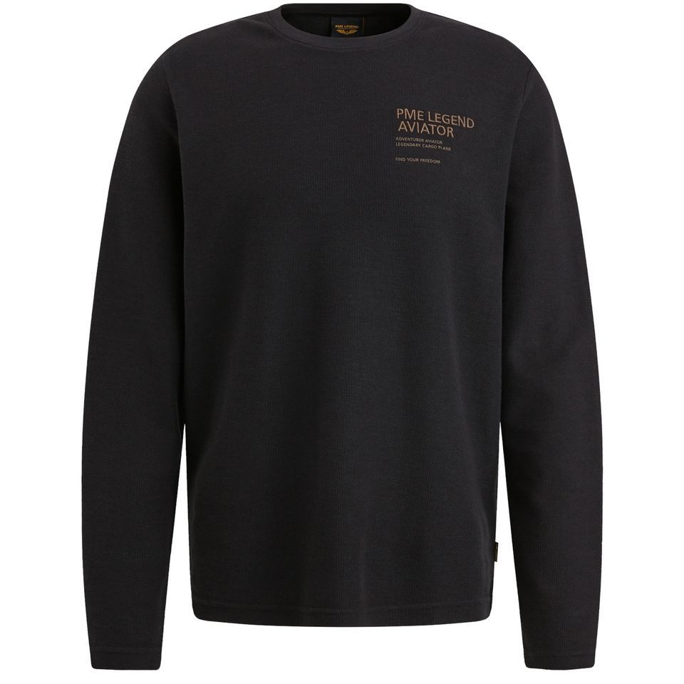 Langarmshirt – Langarmshirt mit Piqué-Struktur und Artwork