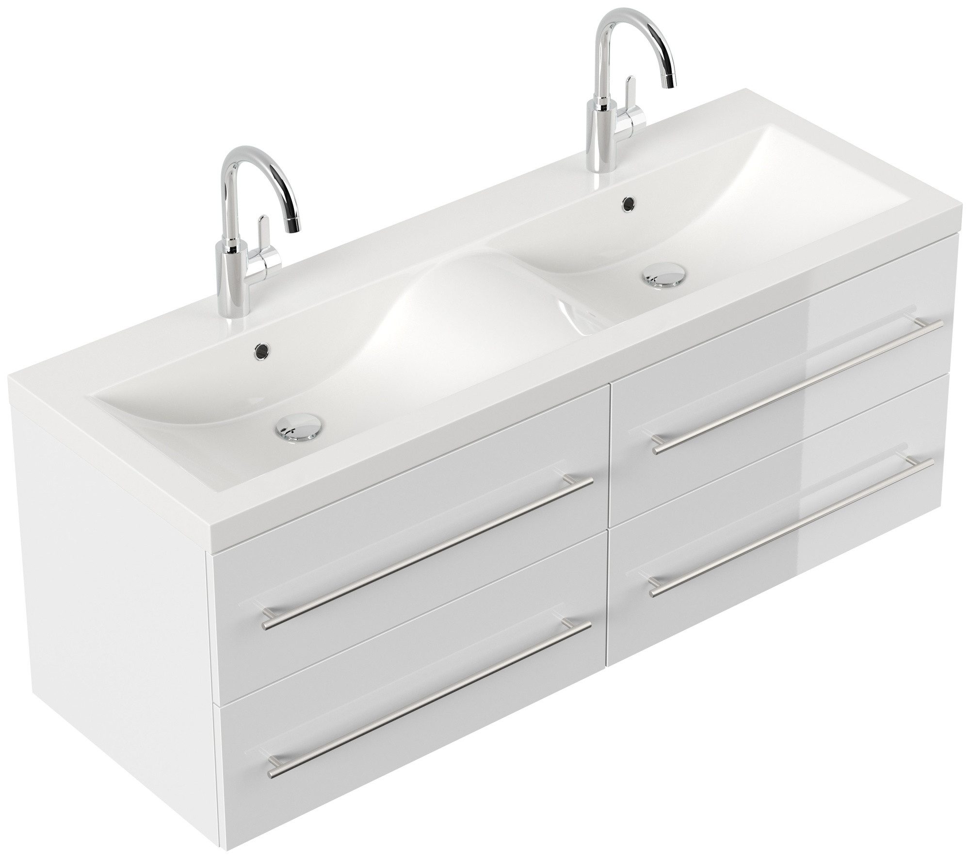 Magnolia Home Doppelwaschtisch Badmöbel Persepolis XL SoftClose weiss hochglanz