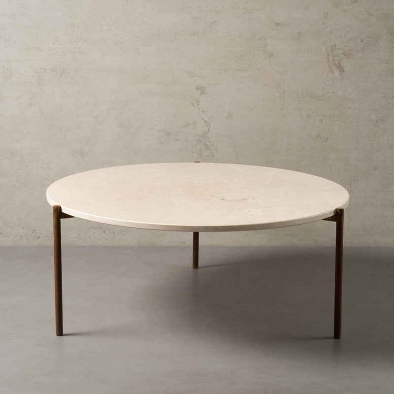 MAGNA Atelier Couchtisch ROM mit Marmor Tischplatte, Wohnzimmertisch, Naturstein Sofatisch, 78x40cm - 98x40cm