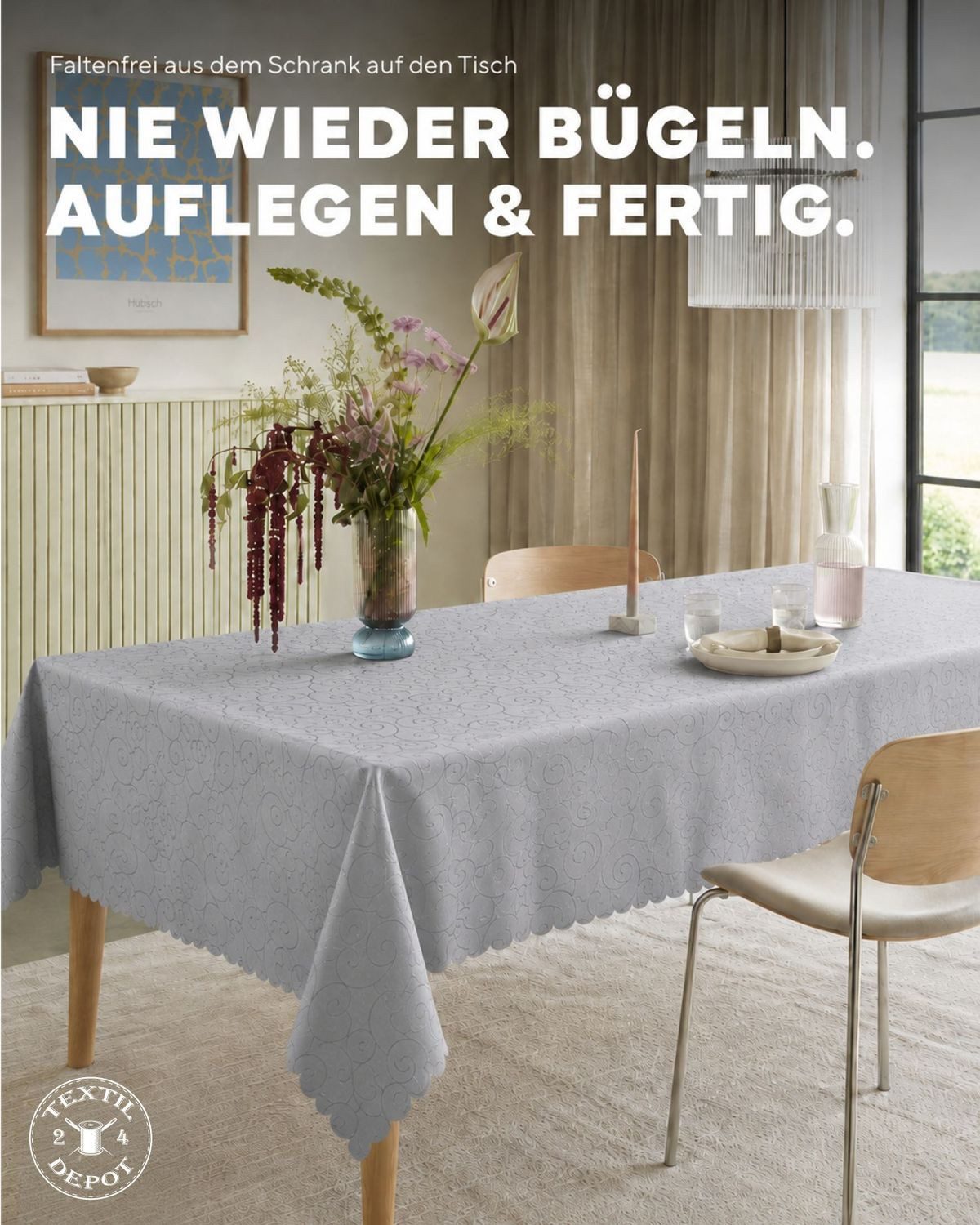 texpot Tischdecke Ranken Schnörkel glänzend bügelfrei fleckabweisend (1-tlg)