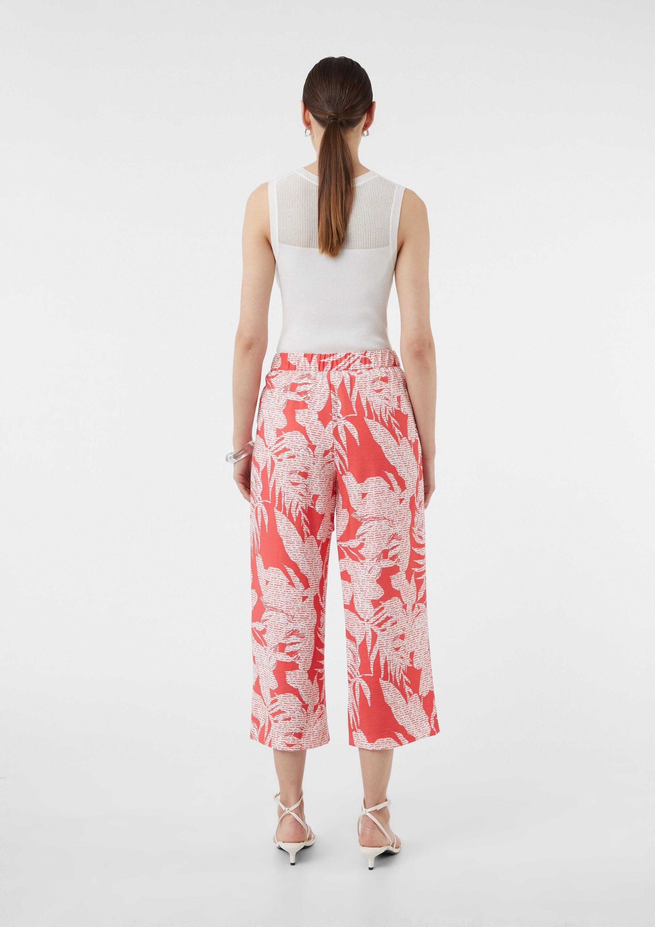 comma Culotte Hose Crop-Hose aus Viskosemix im Relaxed Fit mit All-over-Print