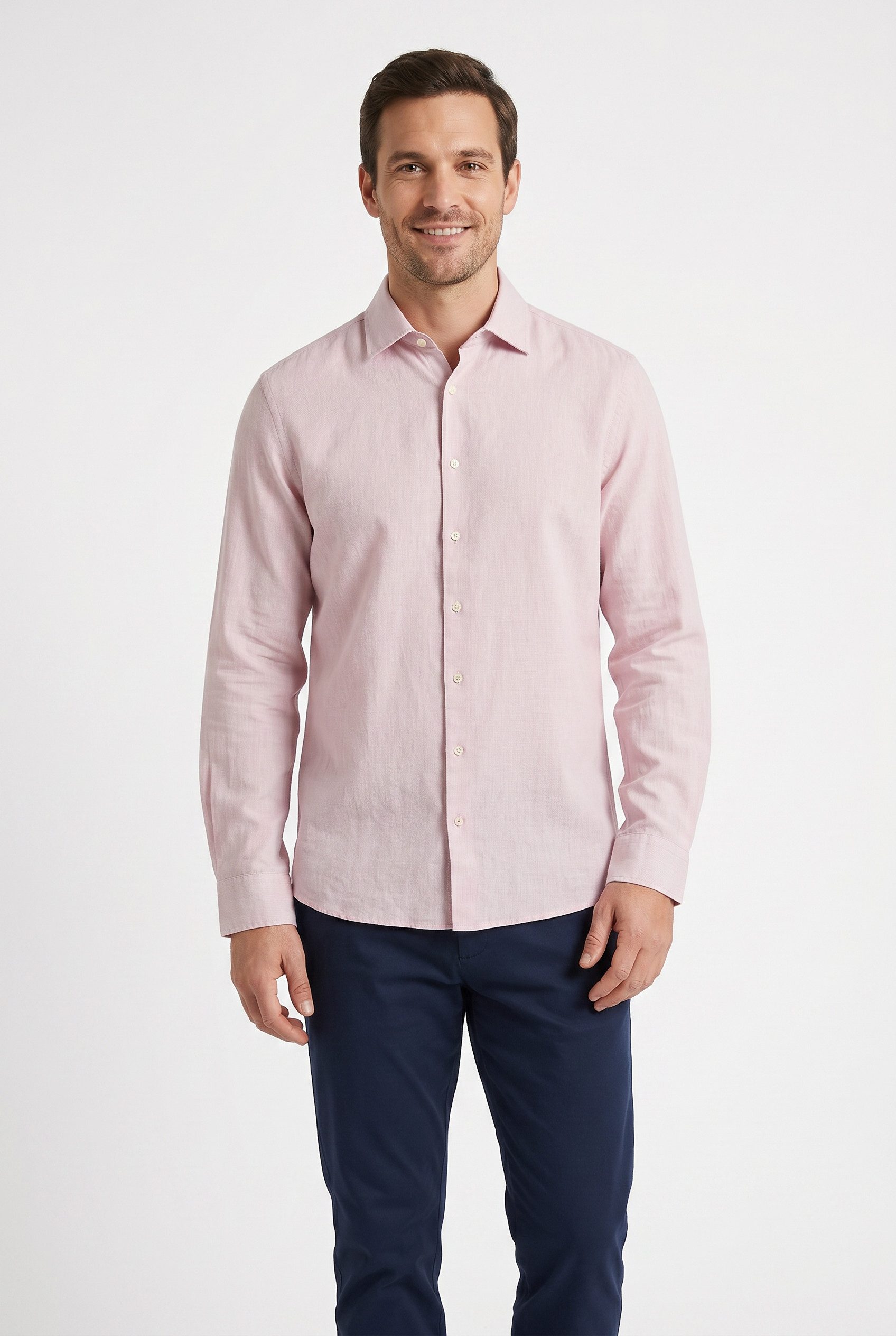 Cinque Langarmhemd CISTEVEN Kentkragen, Regular Fit sommerlicher Leinen-Mix