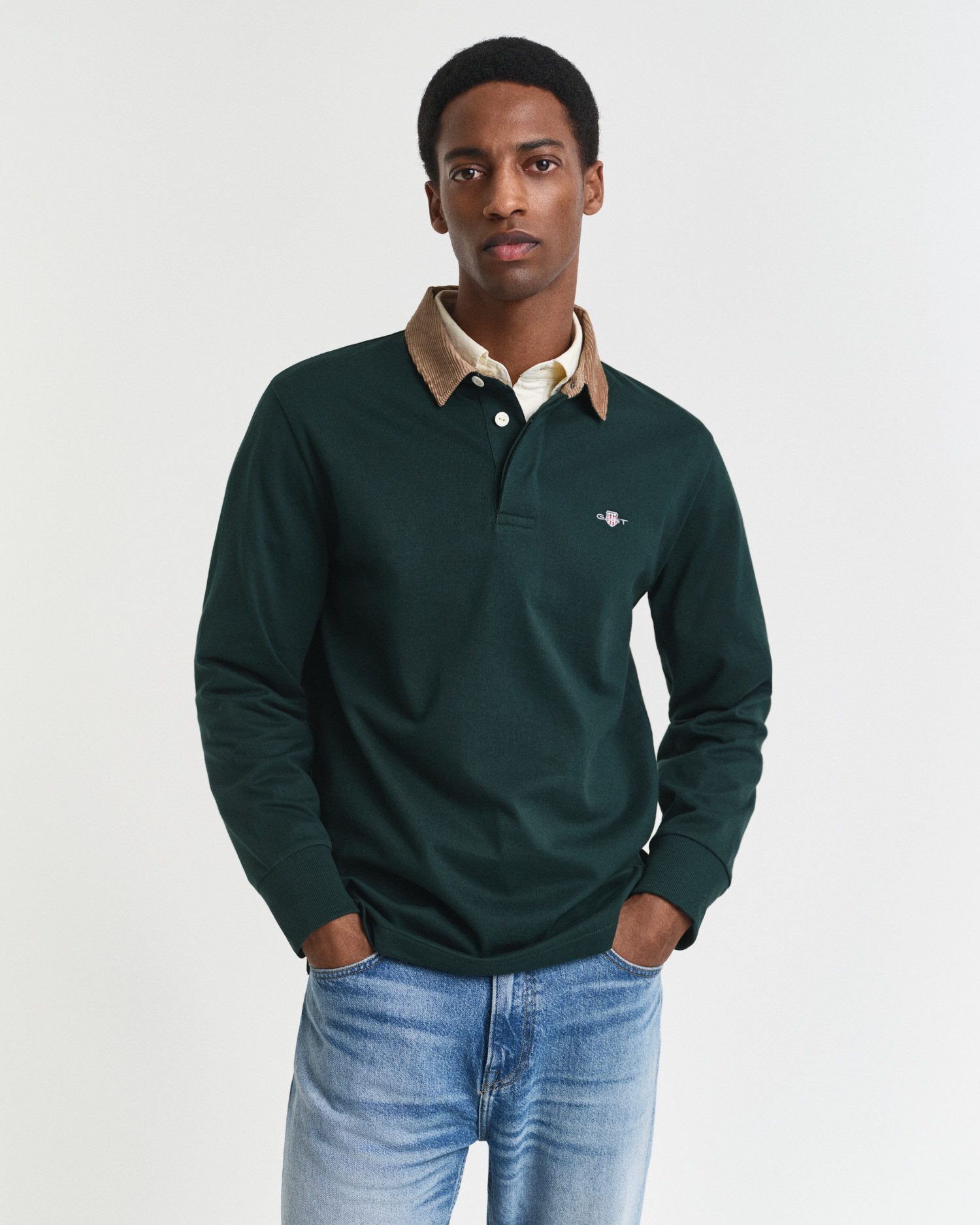 Gant Langarm-Poloshirt CORD COLLAR HEAVY RUGGER Cordkragen, regular fit, seitliche Saumschlitze