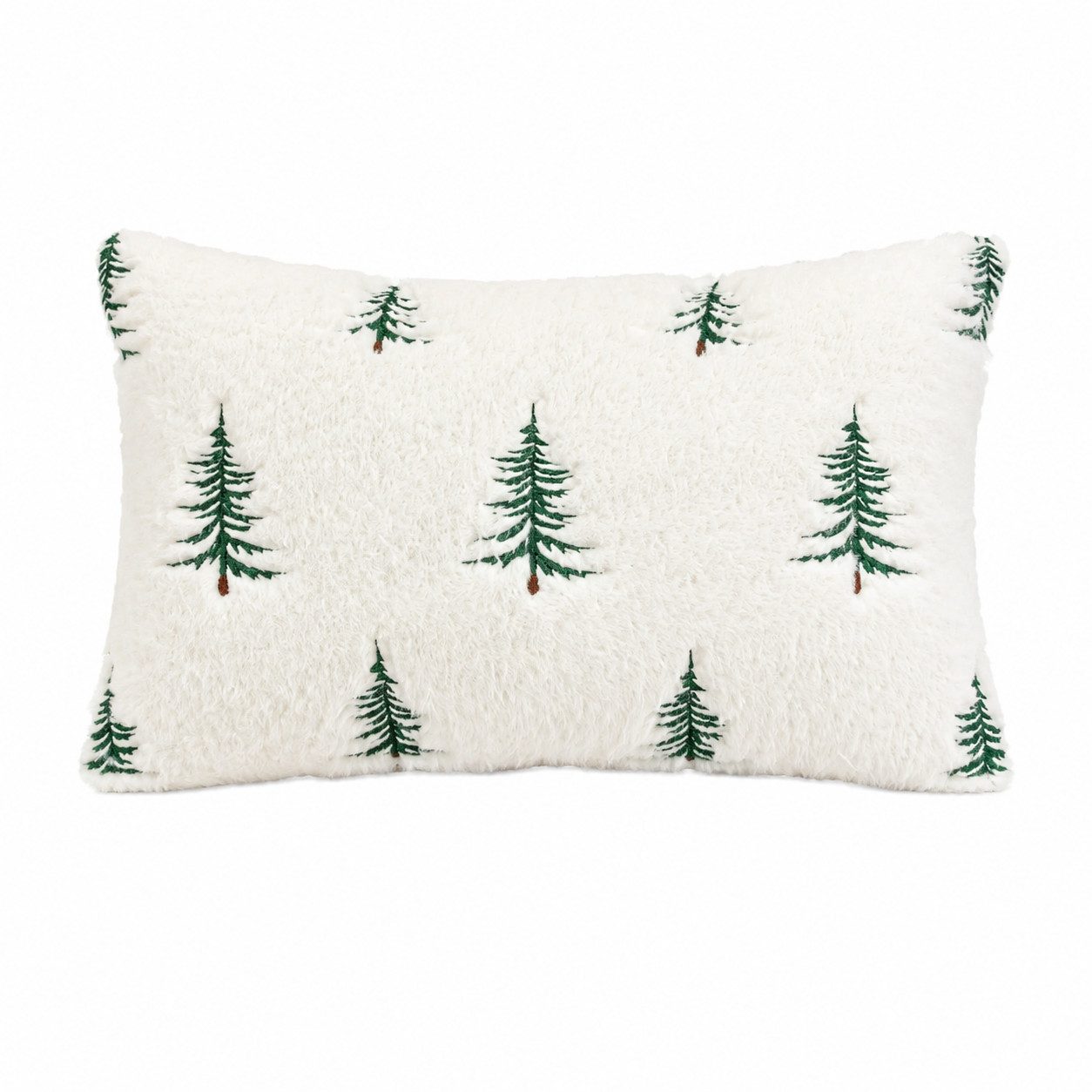 CLTYQ Kissenbezug Weihnachtskissenbezüge 45x45cm,Kunstpelz mit besticktem Weihnachtsbaum, (1 Stück), Weihnachtsdeko,Bestickt Zottelig Weihnachtskissen,Weiße und grüne