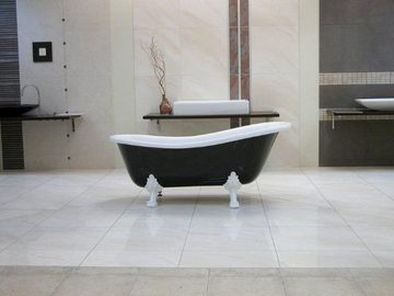 Casa Padrino Badewanne Freistehende Luxus Badewanne Jugendstil Roma Schwarz/Weiß/Weiß 1470mm - Barock Antik Badezimmer