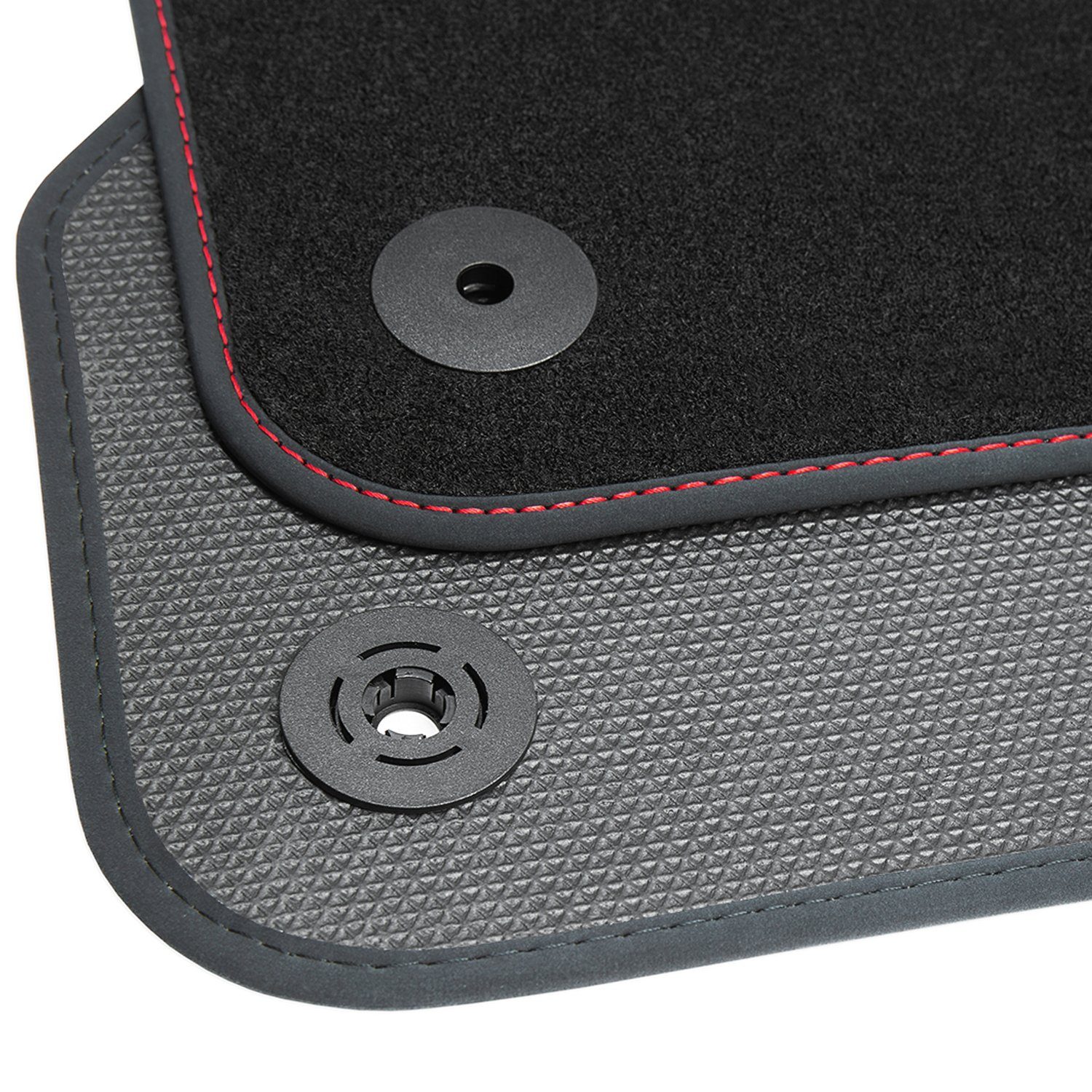 teileplus24 Auto-Fußmatten BGF455 Velours Fußmatten Set kompatibel mit Seat Ateca 5FP 2016- Rot