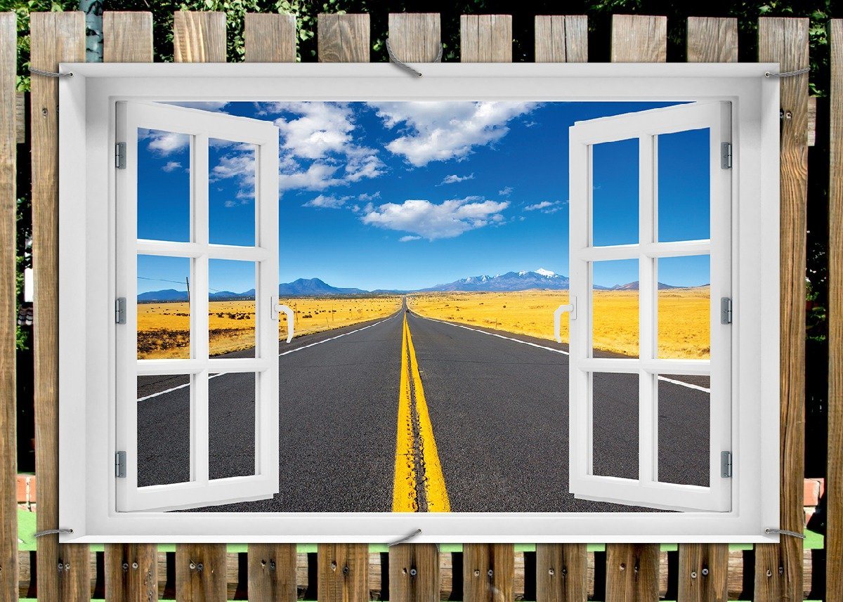 Thumbnail - Wallario Sichtschutzzaunmatten Route 89 in Arizona - Am Ende der Horizont, mit Fenster-Illusion