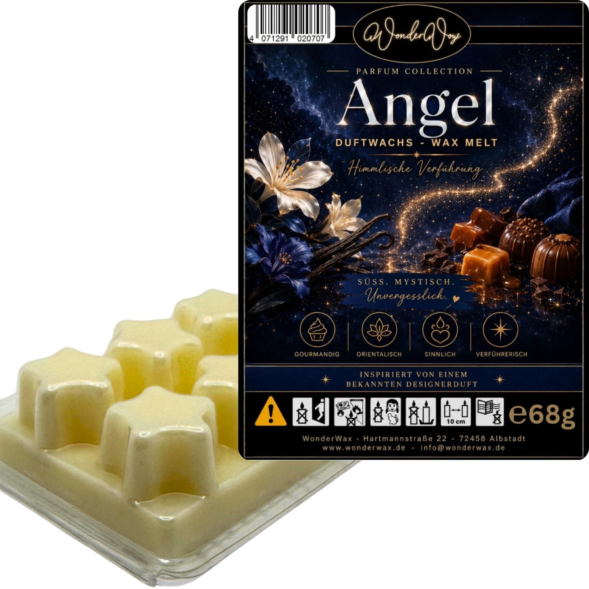 WonderWax Duftwachs WonderWax® Parfume Duftriegel 6 x Duftwachs Sterne Weiß (Angel), Duftrichtung: Angel