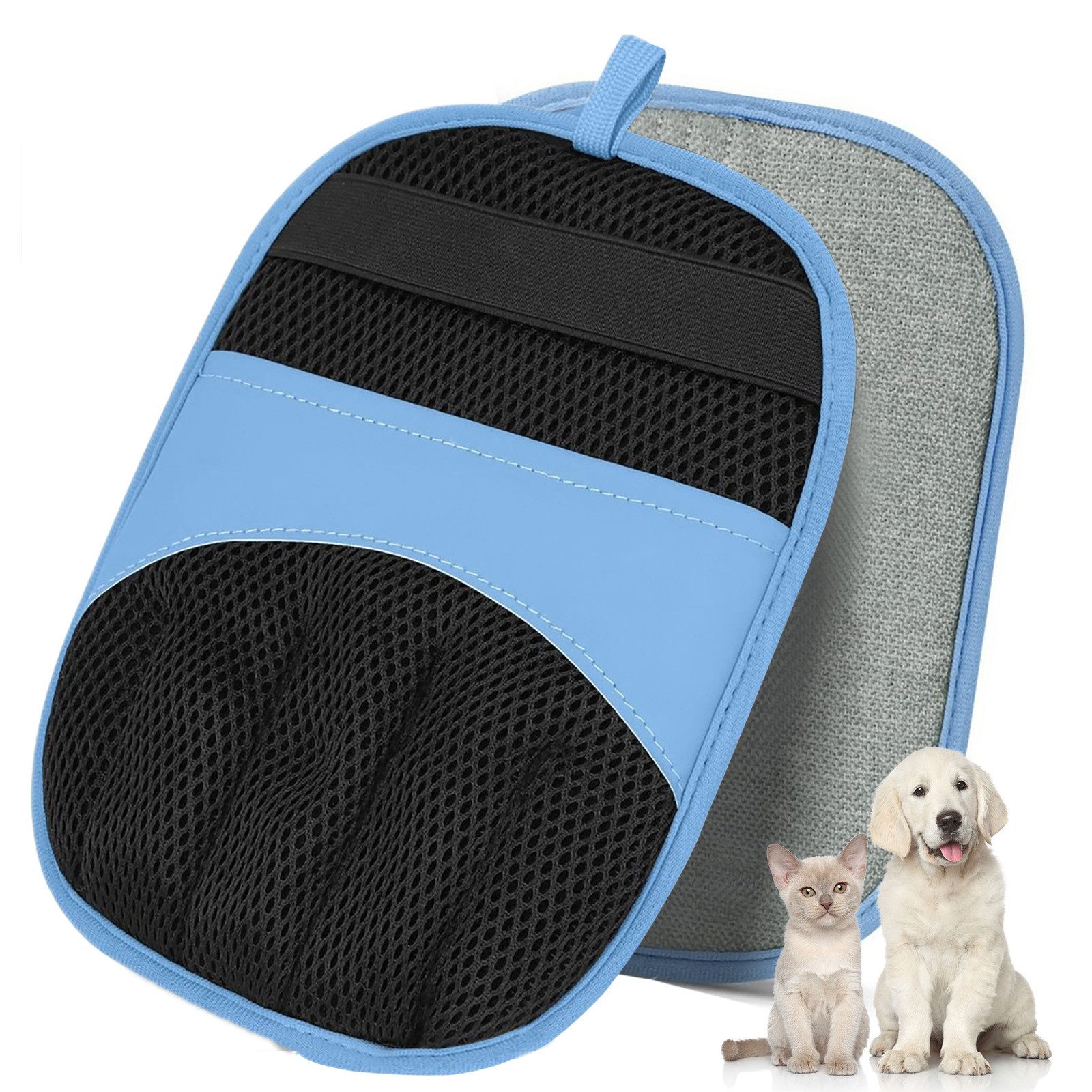 Forrlite Fellpflegehandschuh 2er Set Tierhaarhandschuhe mit 5-Finger-Design für Sofa & Kleidung, Doppelseitige Fellhandschuhe, Katze Pet Grooming Gloves, (Antistatische Handschuhe für Katzen und Hunde), für Waschen Enthaaren, Reinigung von Teppichen Sofas
