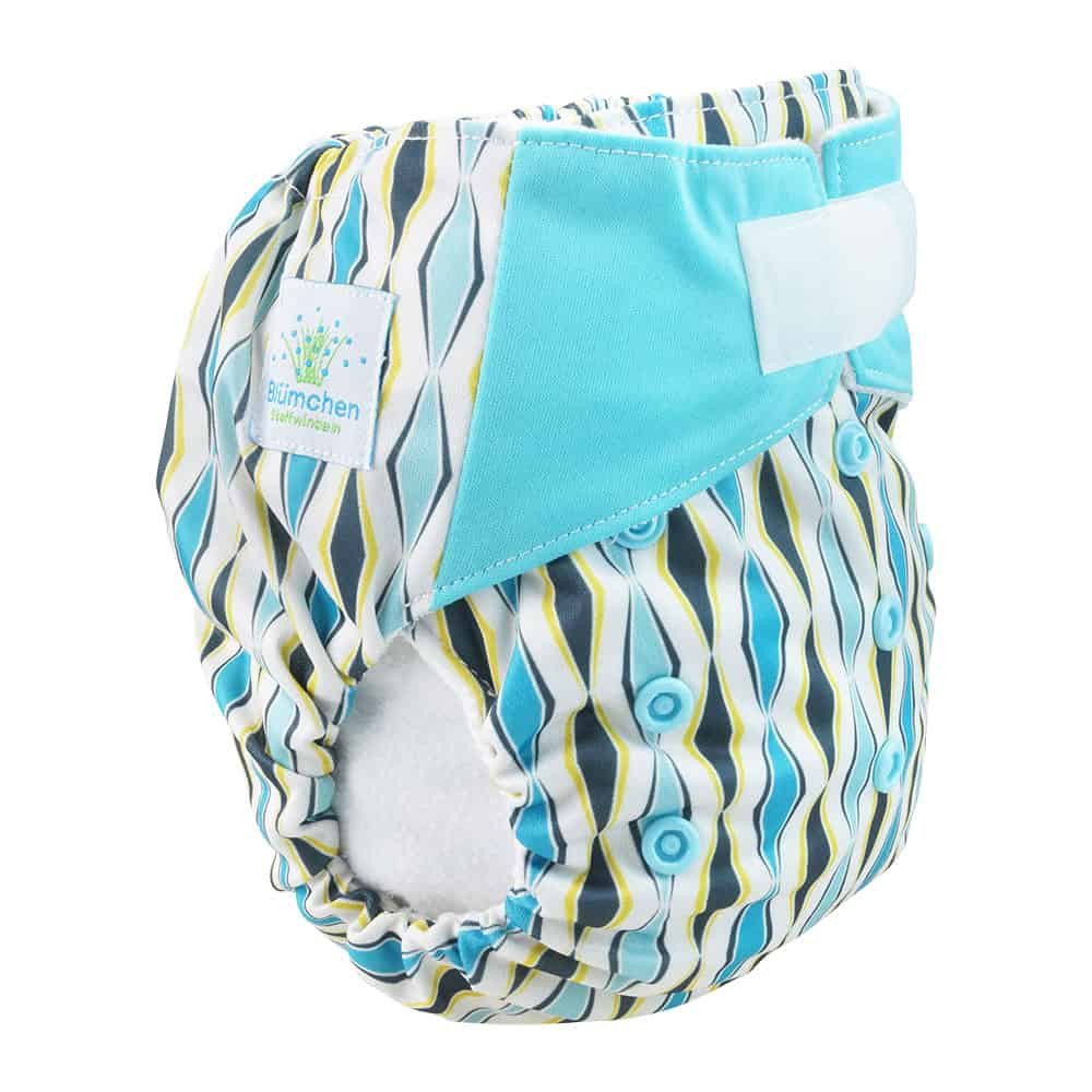 Blümchen Windeln All-in-One Stoffwindeln futuristisches Design (3,5-15kg)