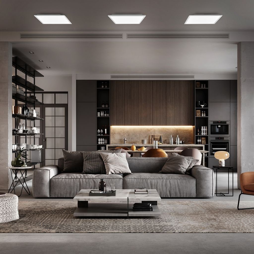 Weiß Ultra-Flach LED fest - Deckenleuchte Büro 4.000K Deckenpaneel 22W Wohnzimmer Panel 45x45cm LED Neutralweiß, eckig 2.200lm integriert, B.K.Licht BKL1324,