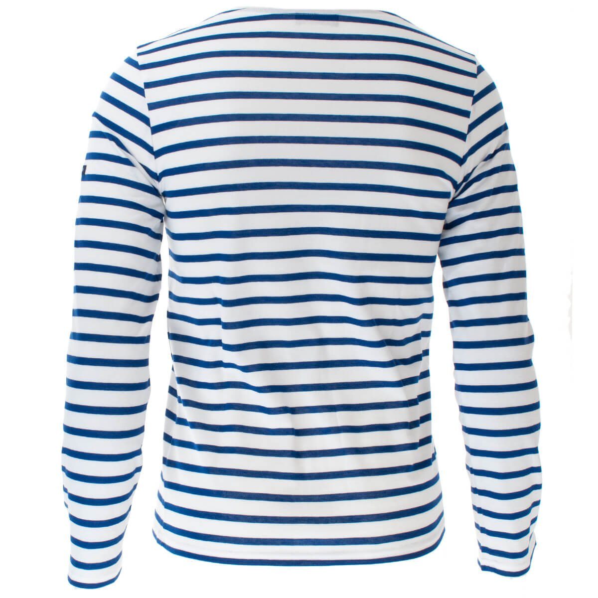 Saint James Langarmshirt Weiß-Blau(90) Streifen 9858 aus Minquiers Baumwolle Shirt Unisex Modern mit