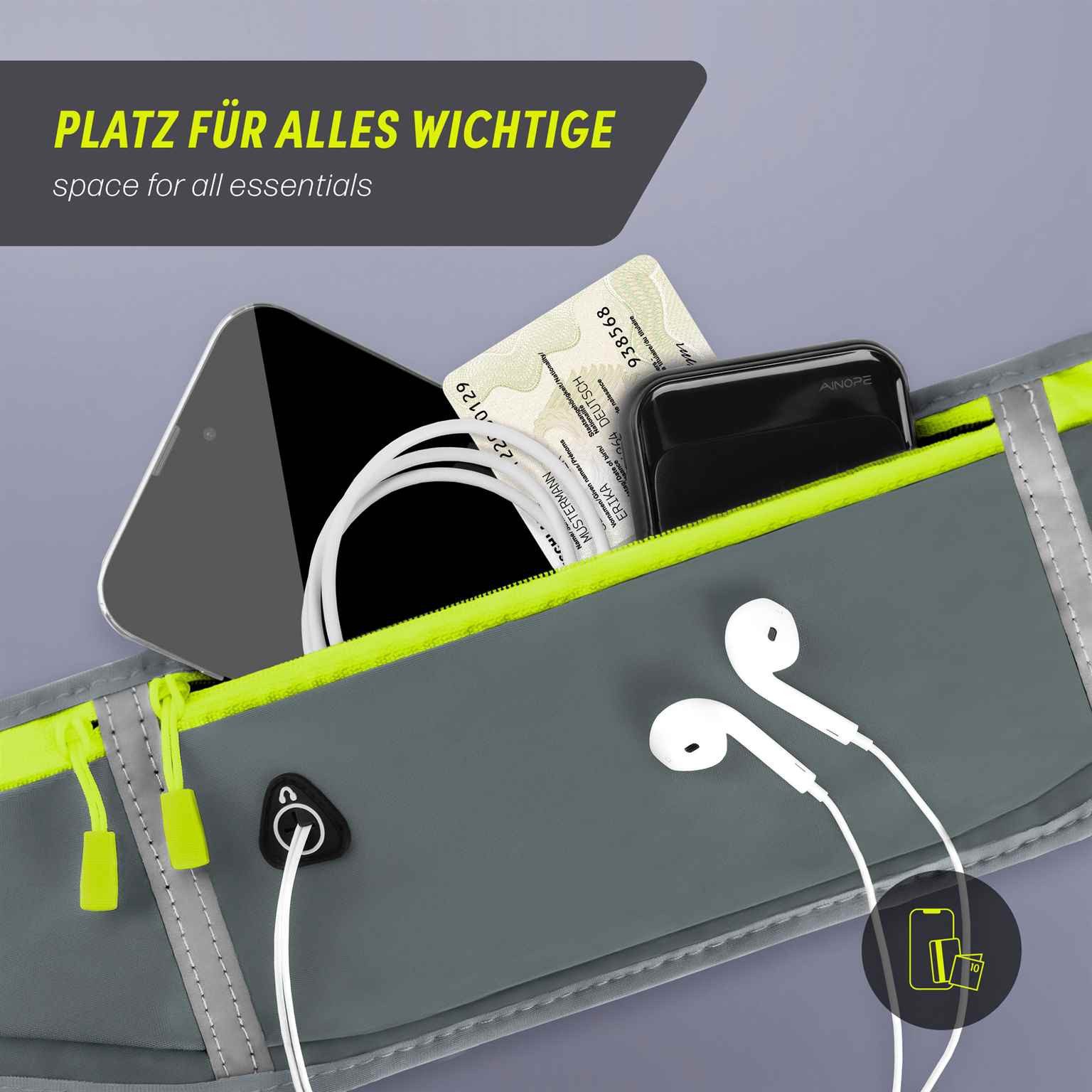 ONEFLOW Laufgürtel für HTC U23 Pro Lauftasche ActivePro Belt Grau Sport Handytasche zum Joggen Damen Herren Bauchtasche Handy Running