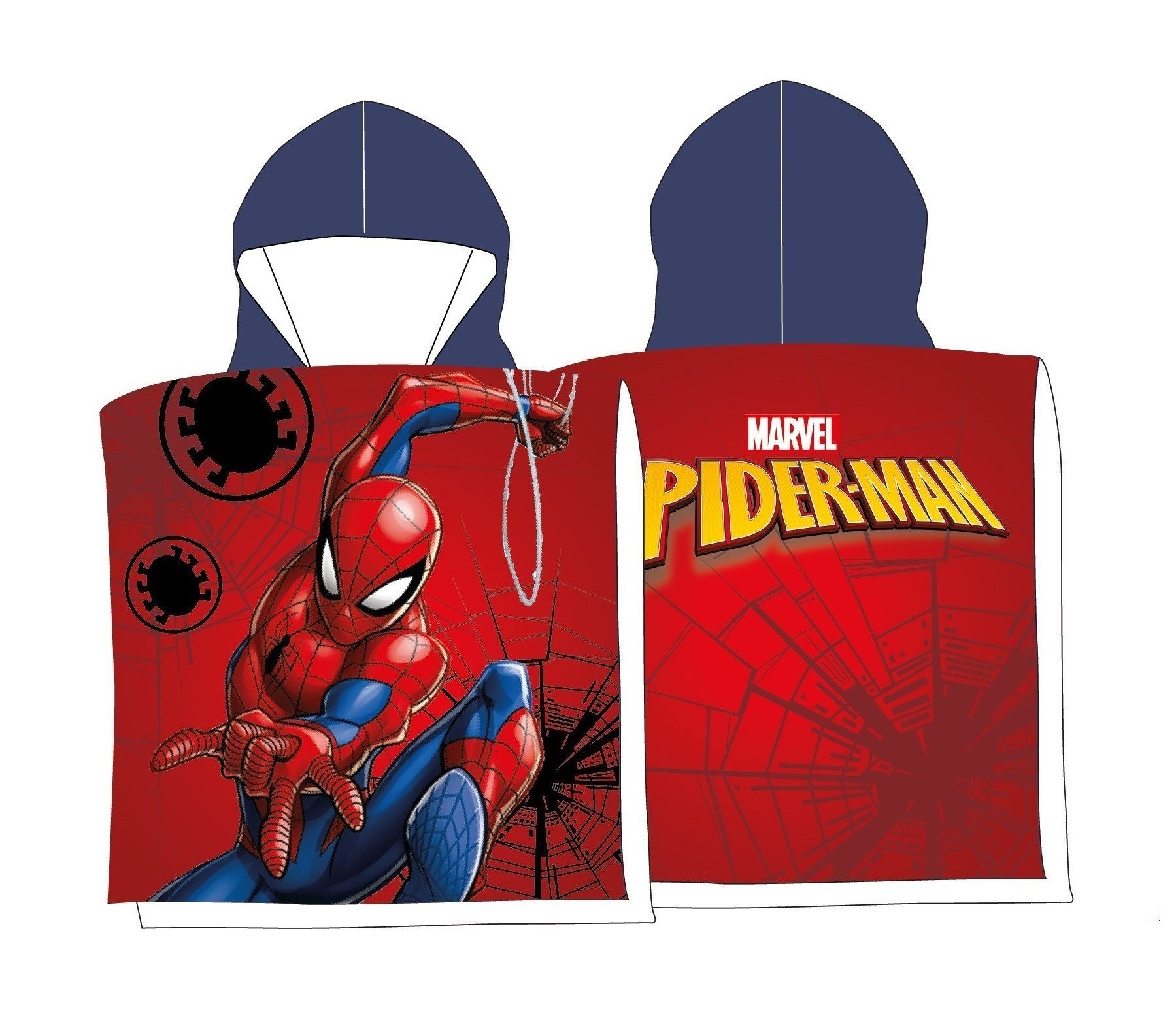 MARVEL Kapuzenhandtuch Spiderman Mikrofaser Poncho mit Kaputze Fast Dry 50 x 100 cm