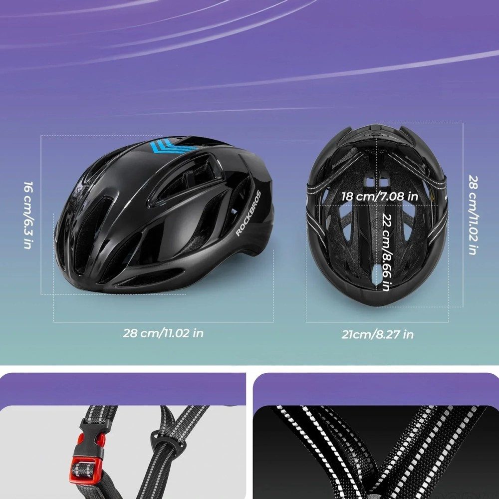 ROCKBROS Fahrradhelm Fahrradhelm Radhelm (Spar-Set, 1-tlg), 19 Lüftungen, 222 g leicht, reflektierende Riemen