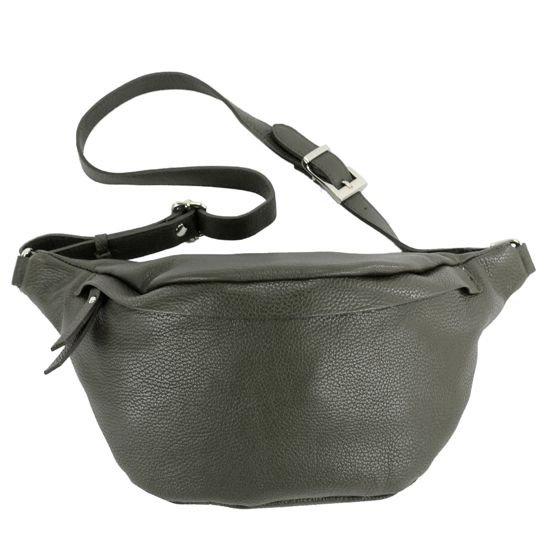 modamoda de Gürteltasche T77, Echtleder Handmade in Italy Schwarzgrün