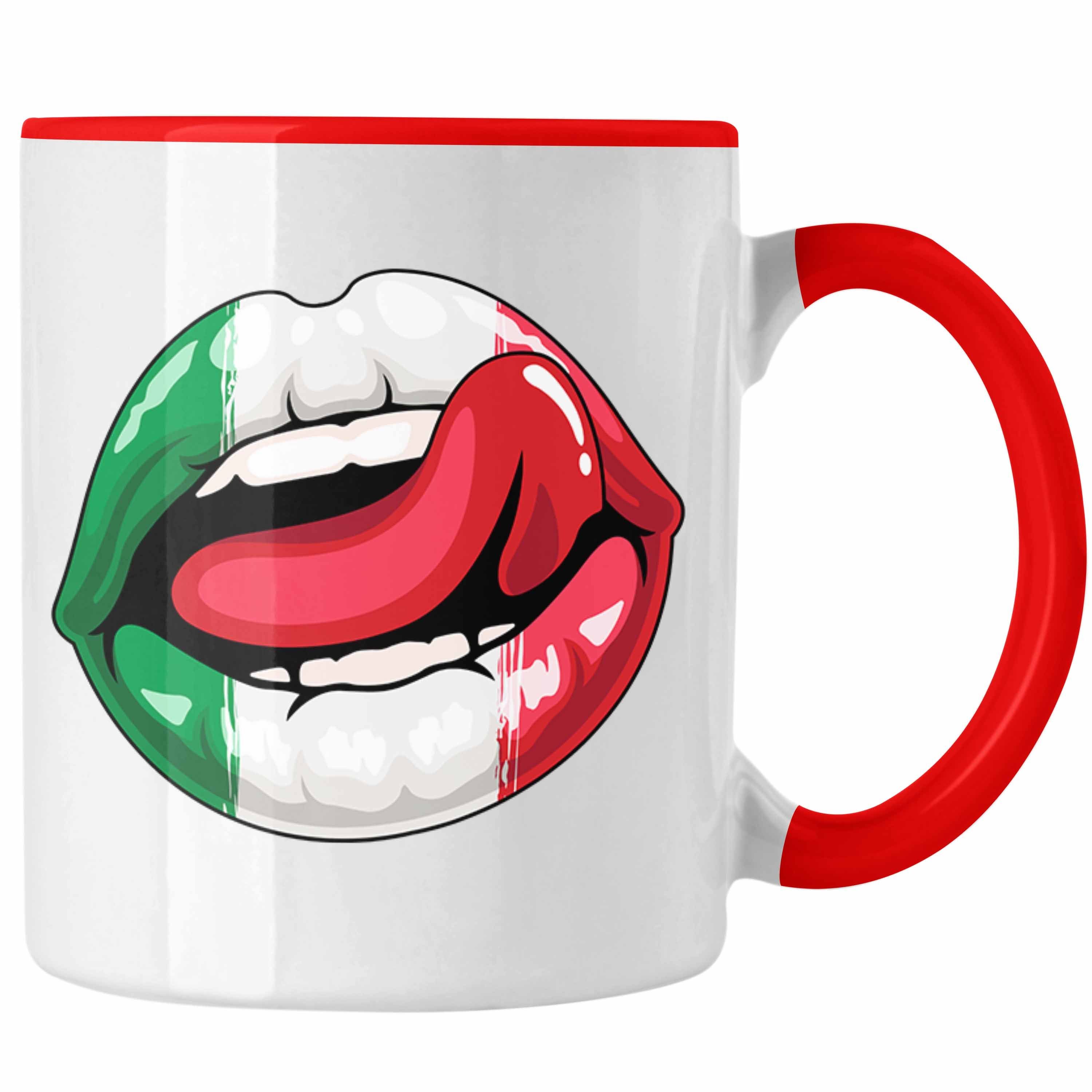 Trendation Tasse Italien Tasse Geschenk Lippen Italiener Geschenkidee Sprüche Rot