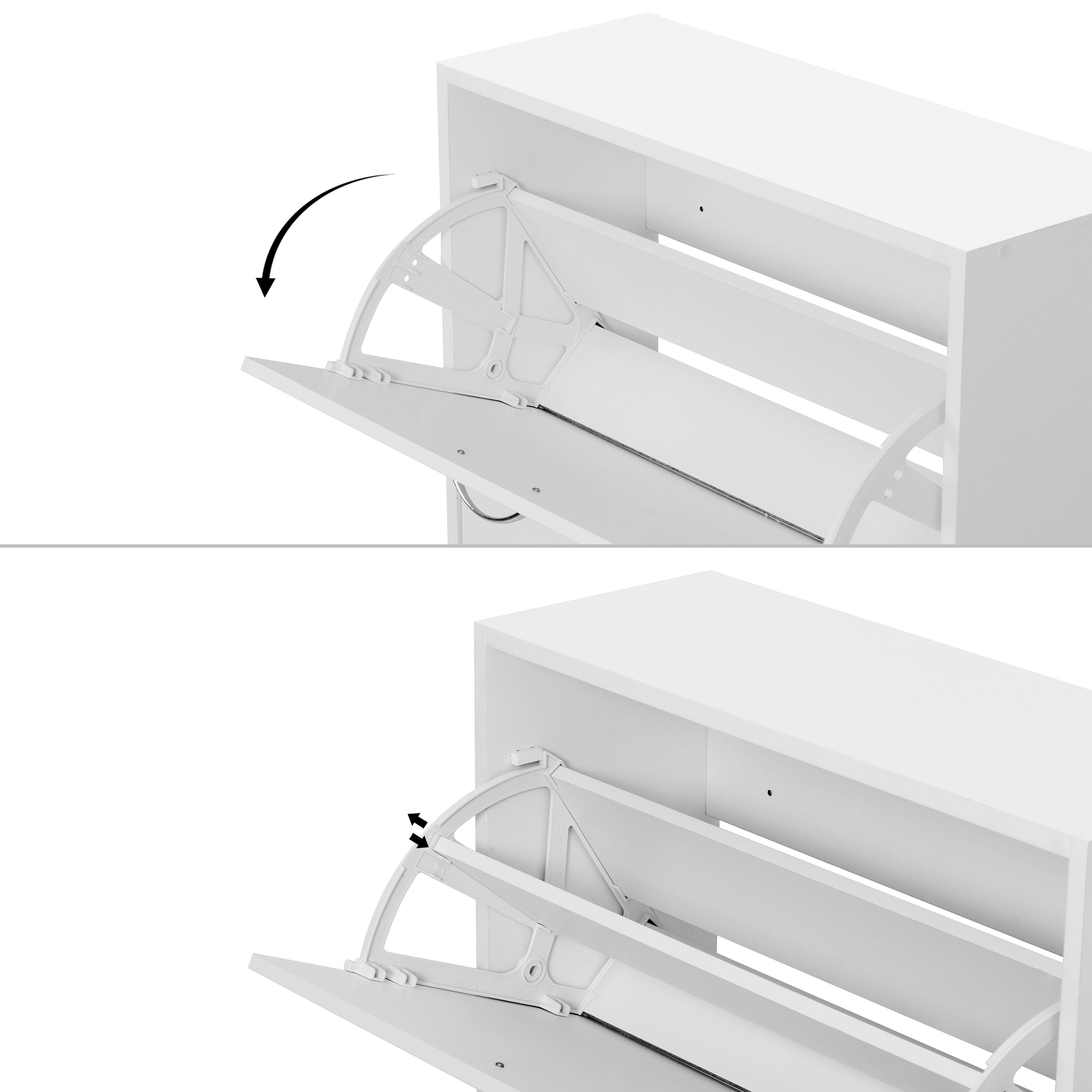 Mondeer Schuhschrank Verstellbarer Schuhkommode mit 2 Schublade, Verstellbar mit Stauraum, Praktisch, Weiß – Bild 5 von 5