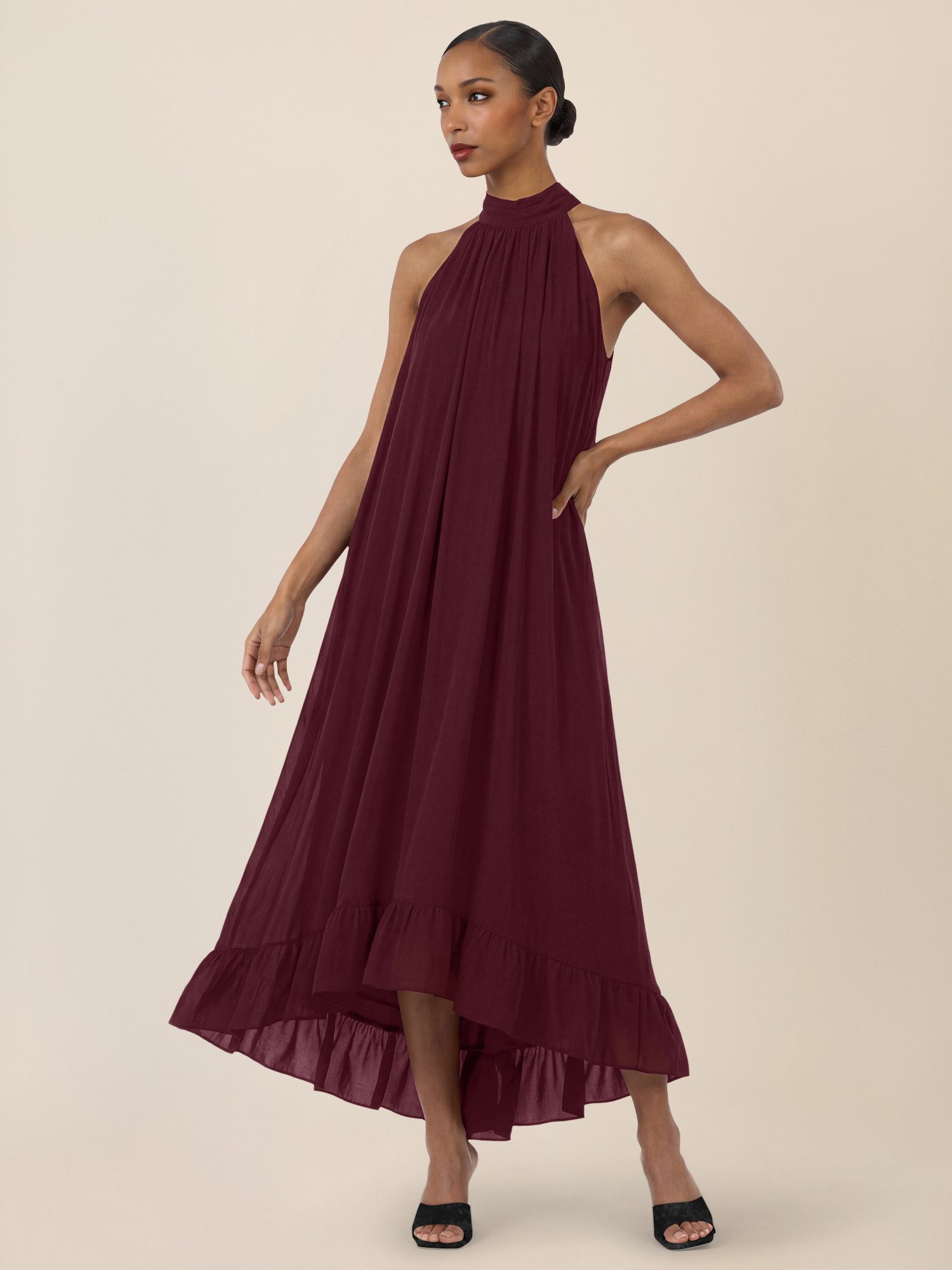 Apart Chiffonkleid mit Volantsaum