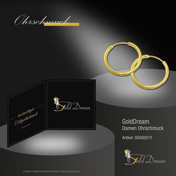 GoldDream Paar Creolen GoldDream Gold Ohrring Creolen 15mm (Creolen), Damen Creolen 333 Gelbgold - 8 Karat, Farbe: gold