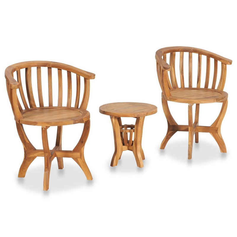 furnicato Garten-Essgruppe 3-tlg. Garten-Bistro-Set Teak Massivholz