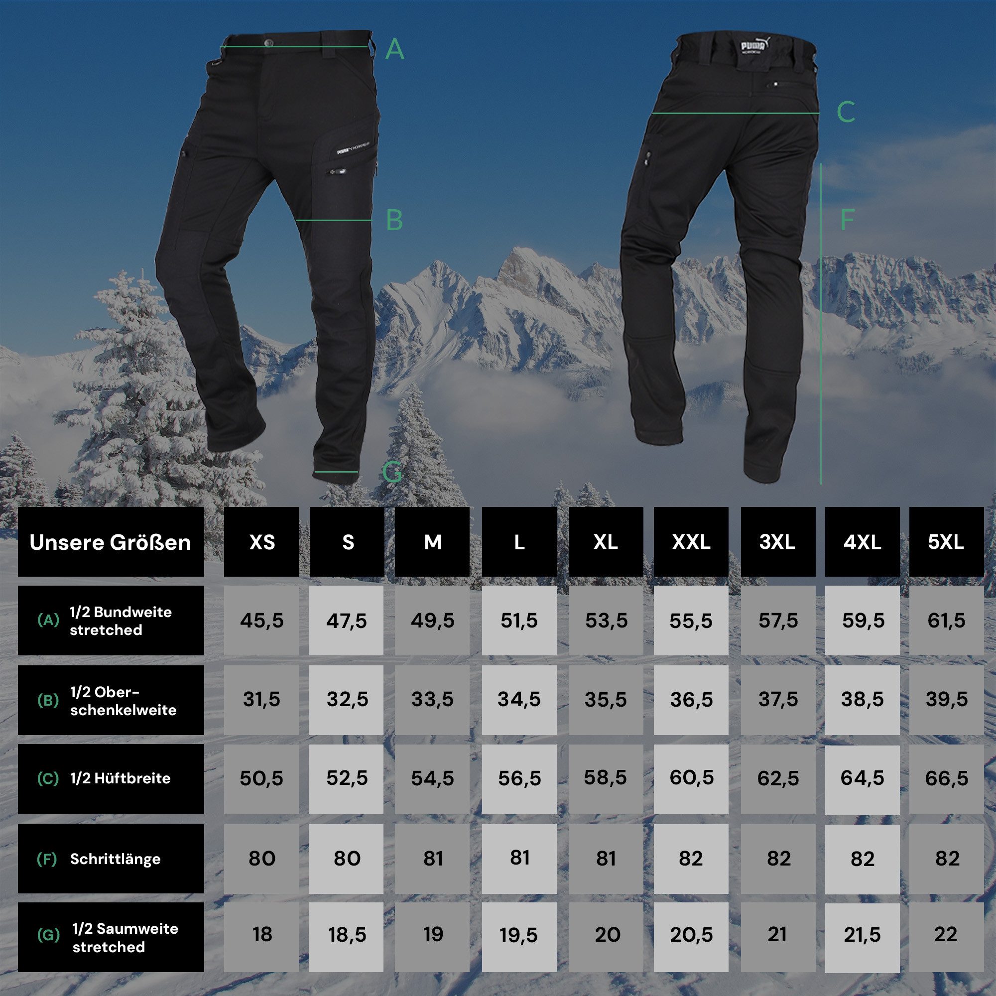 PUMA Workwear Arbeitshose ProOne Alpine gefütterte Hosen Herren - Outdoor Hosen für Herren Winddichte, Wasserabweisende & elastische Arbeitshose für den Winter