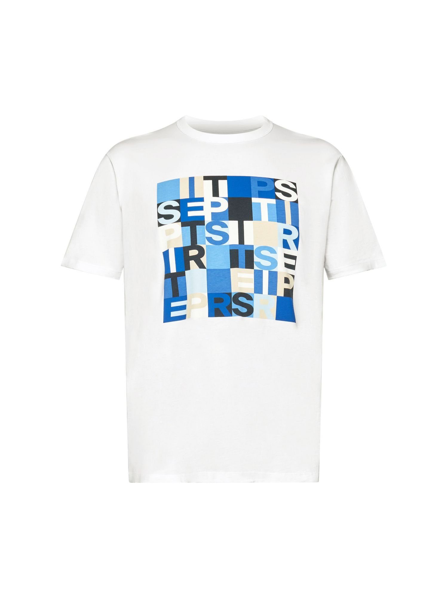 Esprit T-Shirt T-Shirt (1-tlg) Bio-Baumwolle Logo-Print, mit WHITE