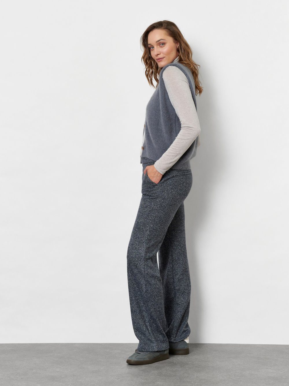 TONI Stoffhose Jenny Wide Leg in Tweed-Optik, mit Viskose