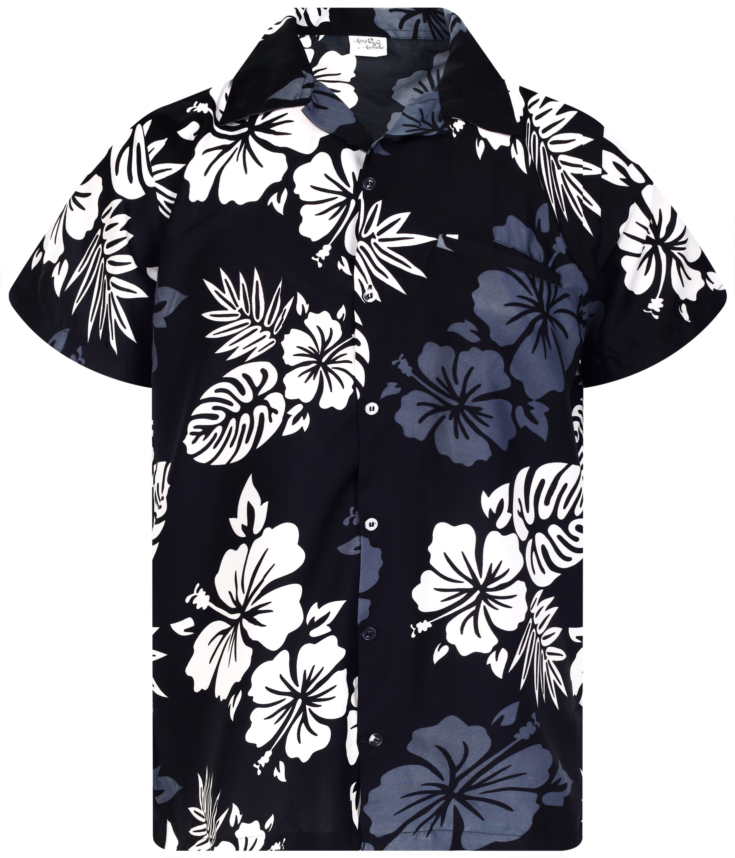 King Kameha Hawaiihemd Mono Hibiscus Funky Hawaii-Hemd Kurzarm Front-Tasche günstig online kaufen