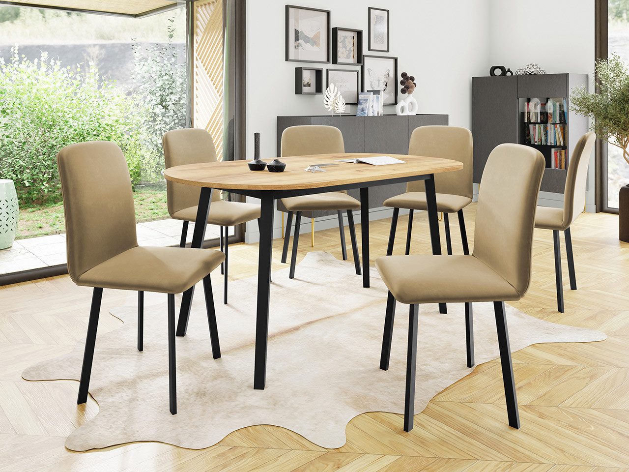 MIRJAN24 Essgruppe MB 5, (7er-Set, Tisch Klebo S + 6x Stühle Luke), Ausziehbarer