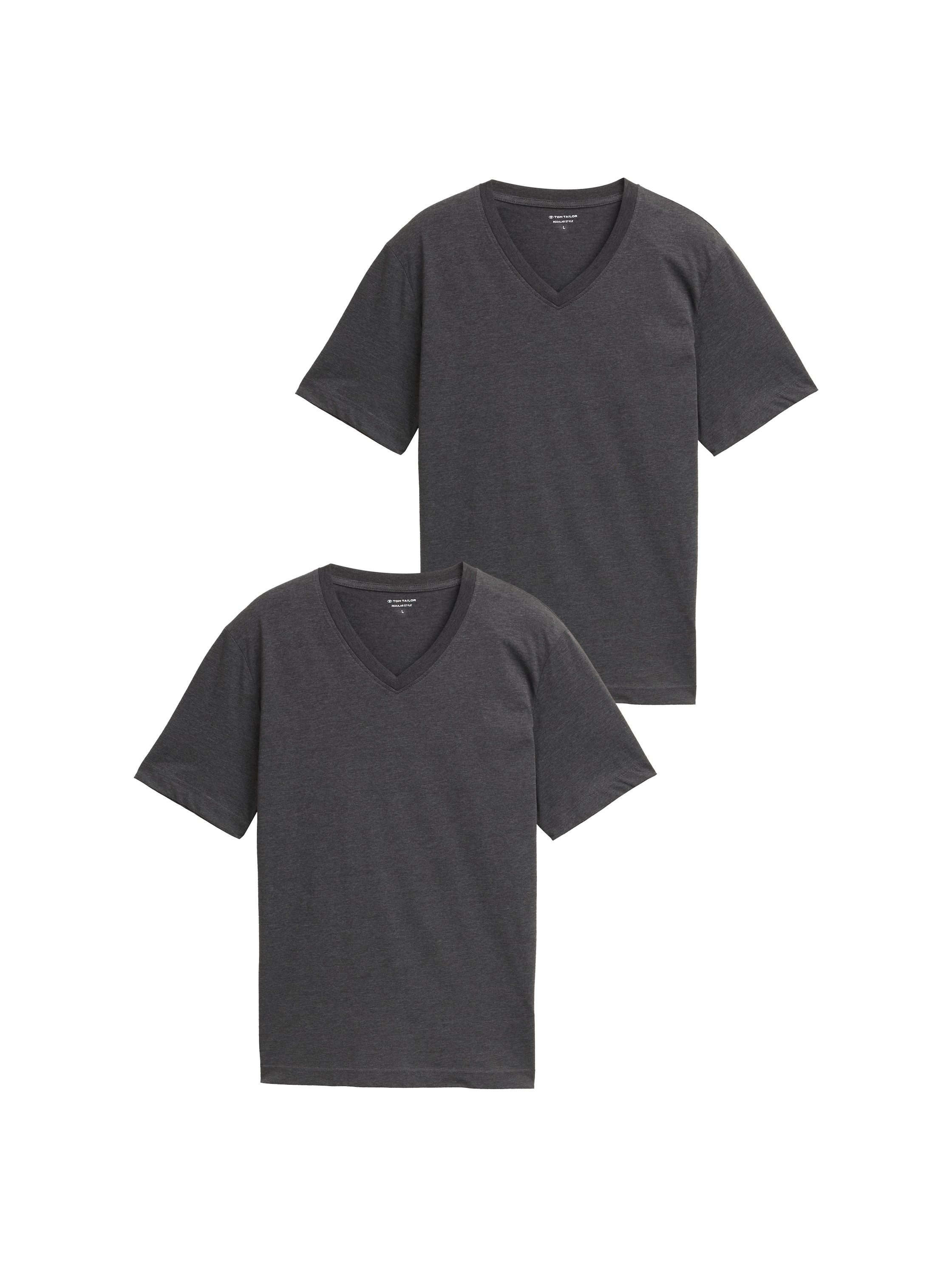 TOM TAILOR T-Shirt (Packung, 2-tlg) mit V-Ausschnitt, Doppelpack